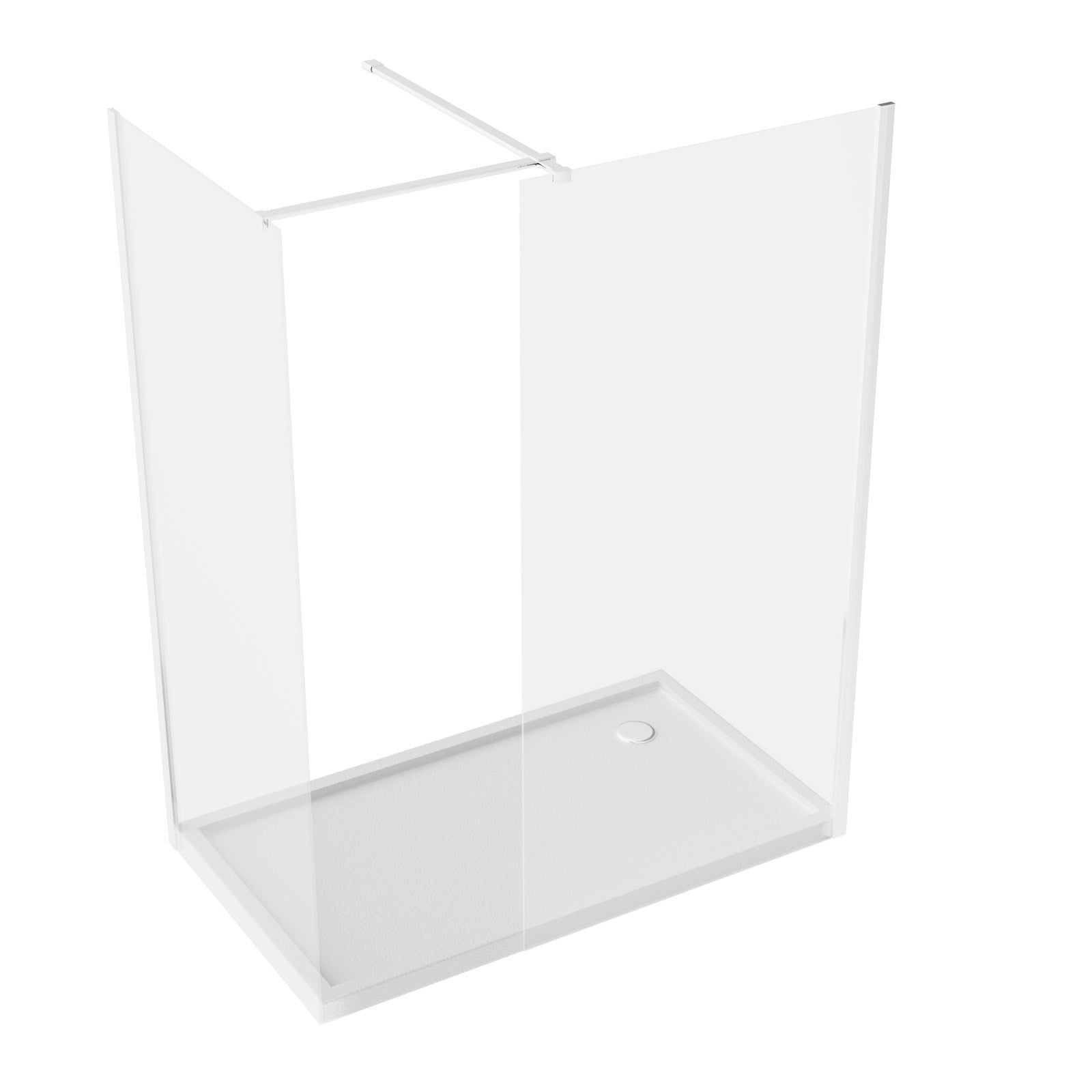 Chrome 1400 x 800mm Wet Room Screen 8mm Tempered Glass with Tray
