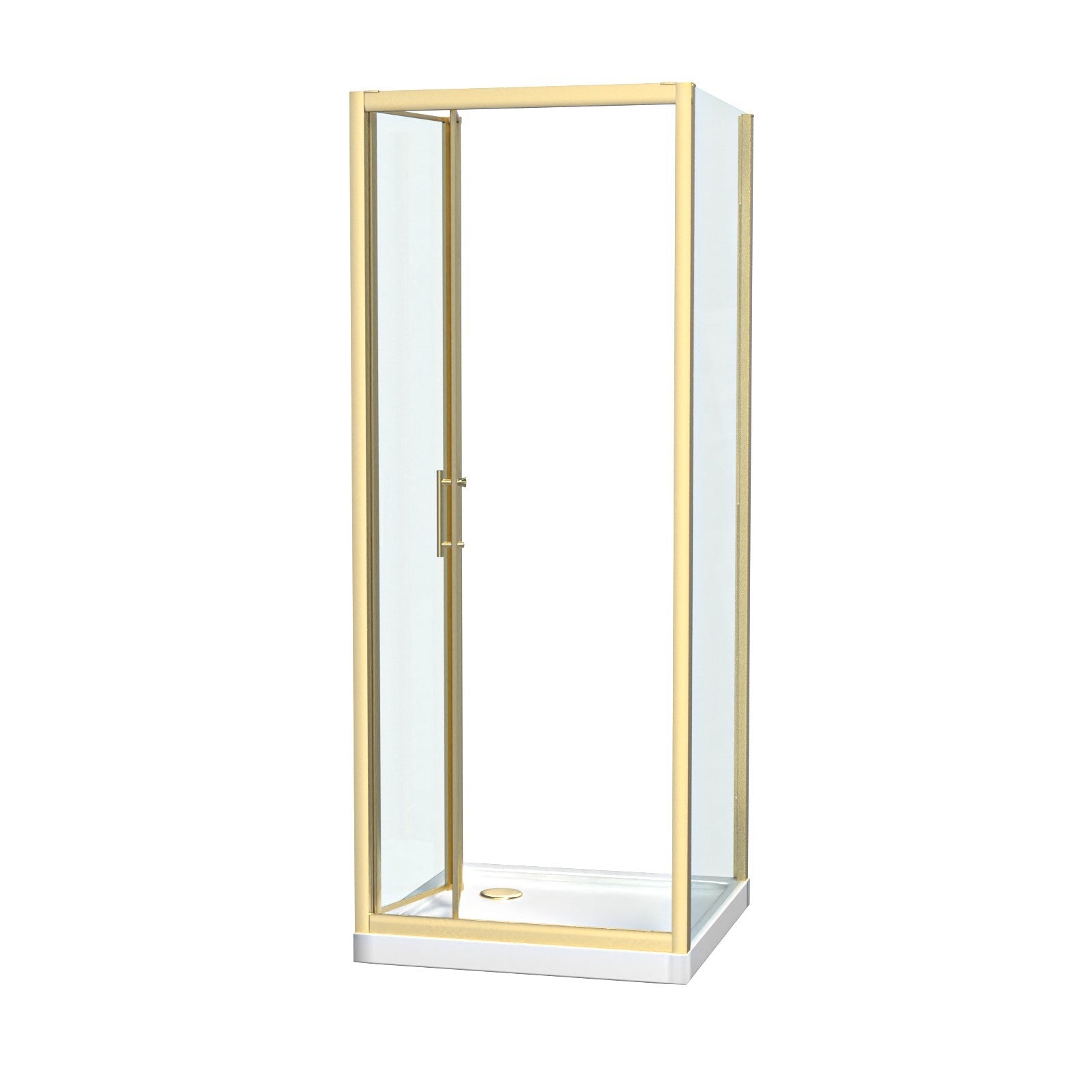 Brushed Brass 760mm Bi-fold Shower Door 760mm Side Panel Glass With Tray