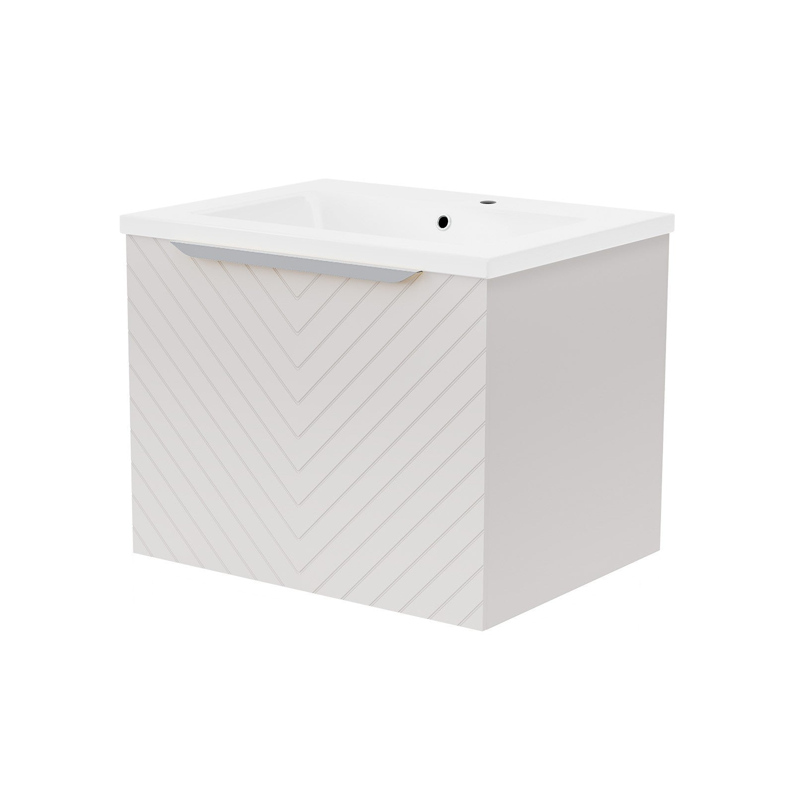 600mm Wall Hung Vanity Double Drawers Matte Pink with Basin and Silver Handle
