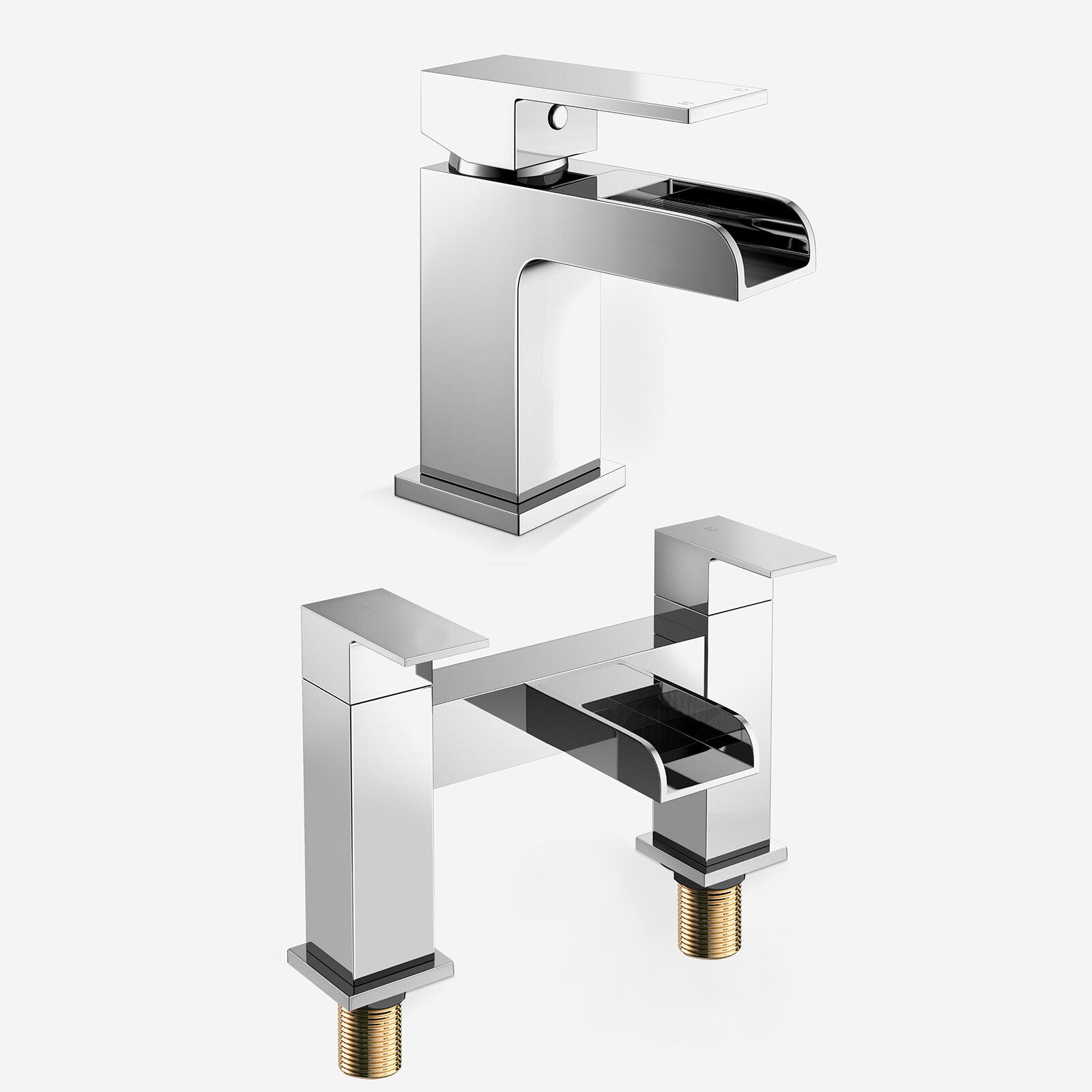 Senore White 1700mm Left Hand P-Shaped Bath, Basin Vanity & Toilet, Mixer Shower With Tap Waste Set