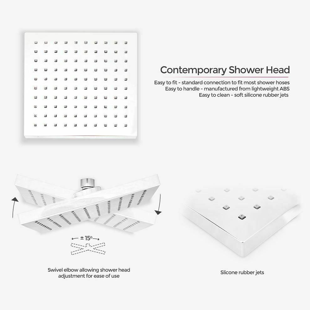 Olive Square 3 Way Concealed Thermostatic Shower Mixer Shower Head Handset & Body Jets Set