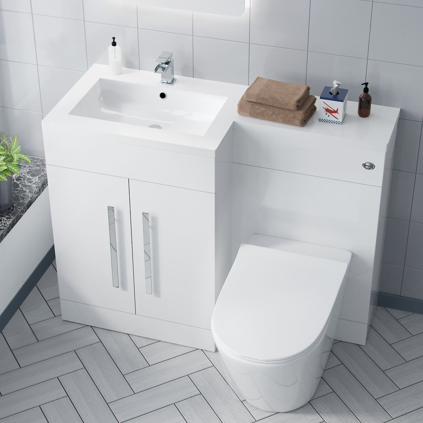 Aric Vanity Sink And WC Back To Wall Rimless Toilet