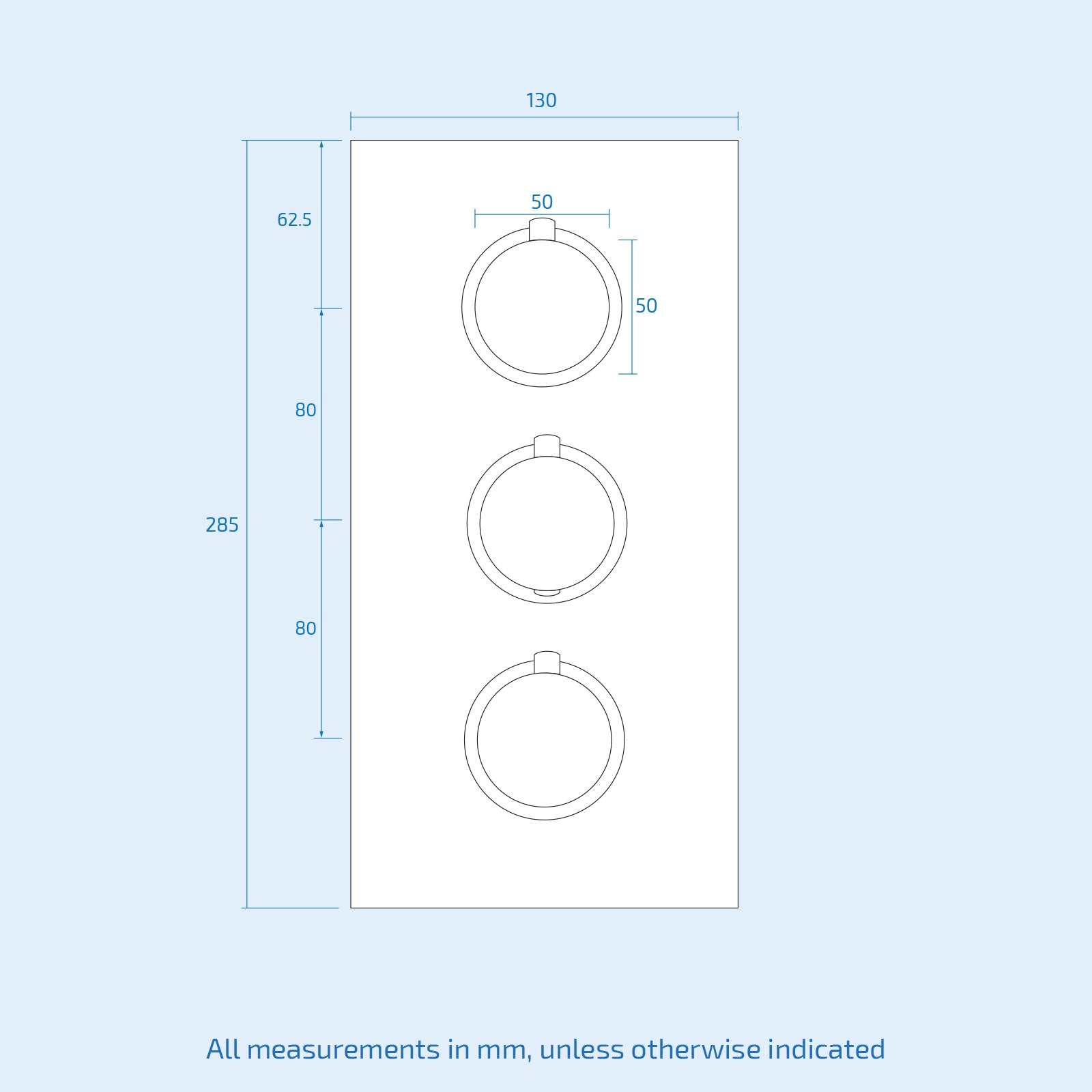 Lily Round 3 Dial 3 Way Brass Concealed Thermostatic Shower Mixer Valve Chrome