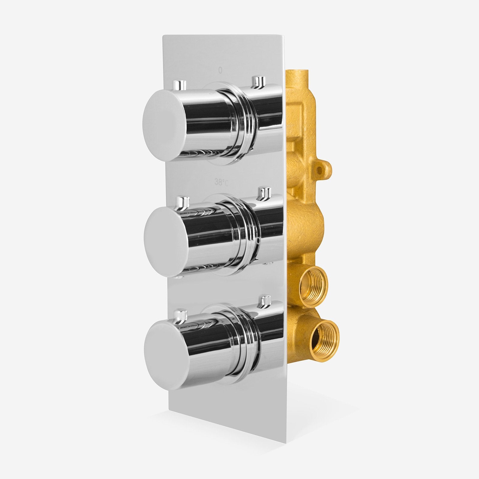Lily Round 3 Dial 3 Way Brass Concealed Thermostatic Shower Mixer Valve Chrome