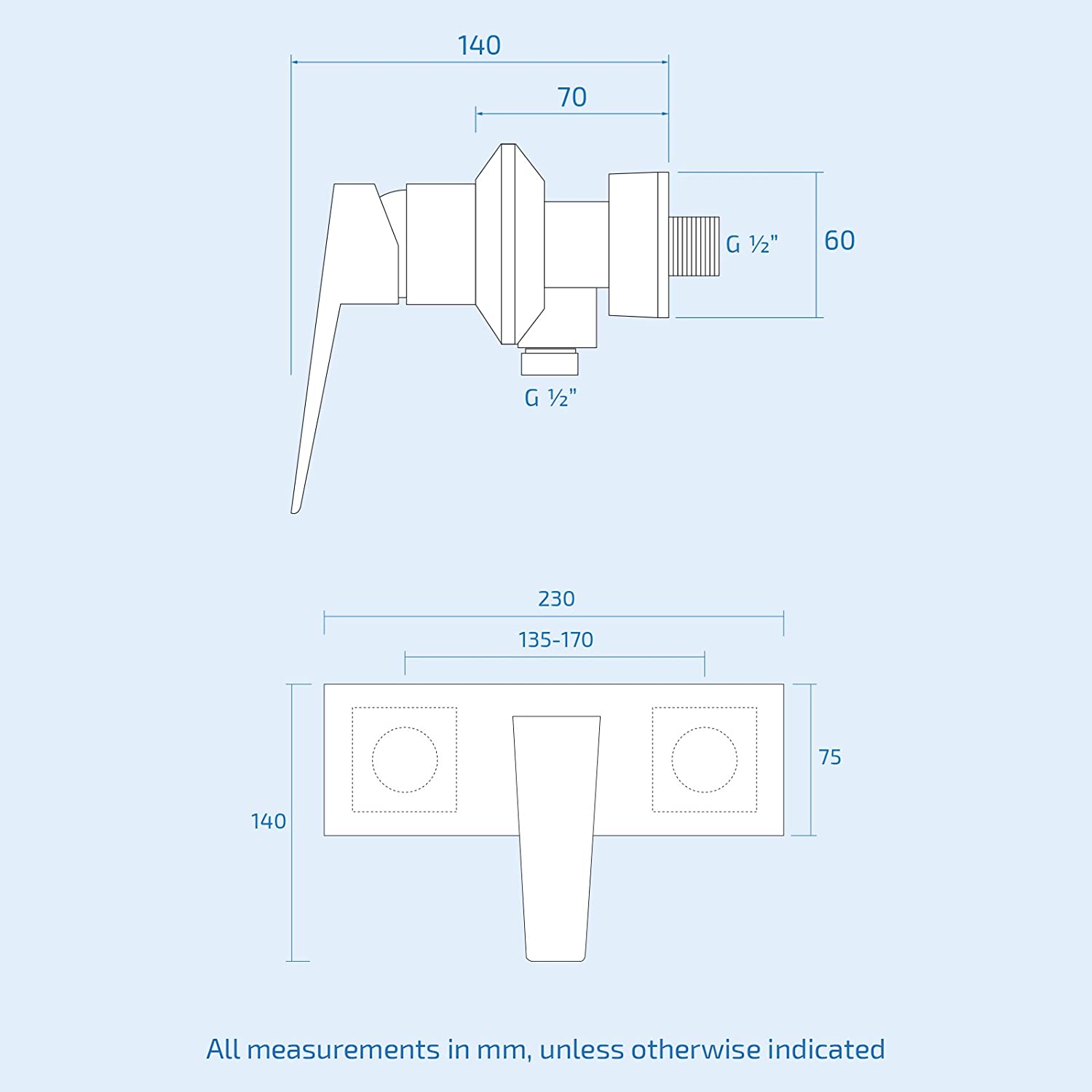 Drayton Brass Exposed Thermostatic Shower Valve Chrome Wall Mounted Bathroom