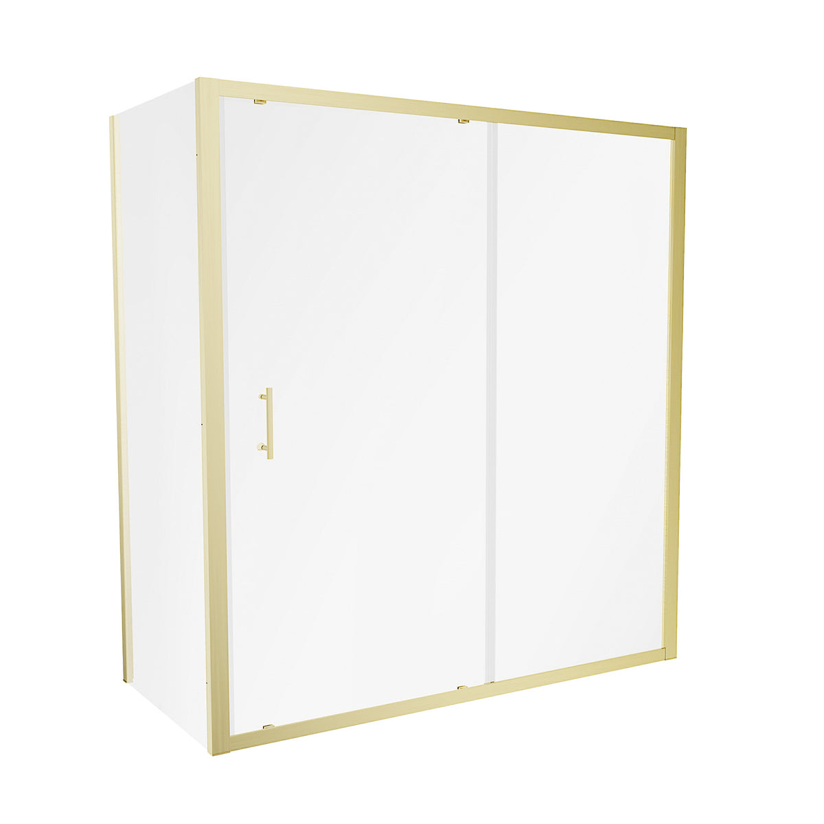 Shower 1600 x 1850mm Slider Door With 760 x 1850mm Side Panel - Brushed Brass
