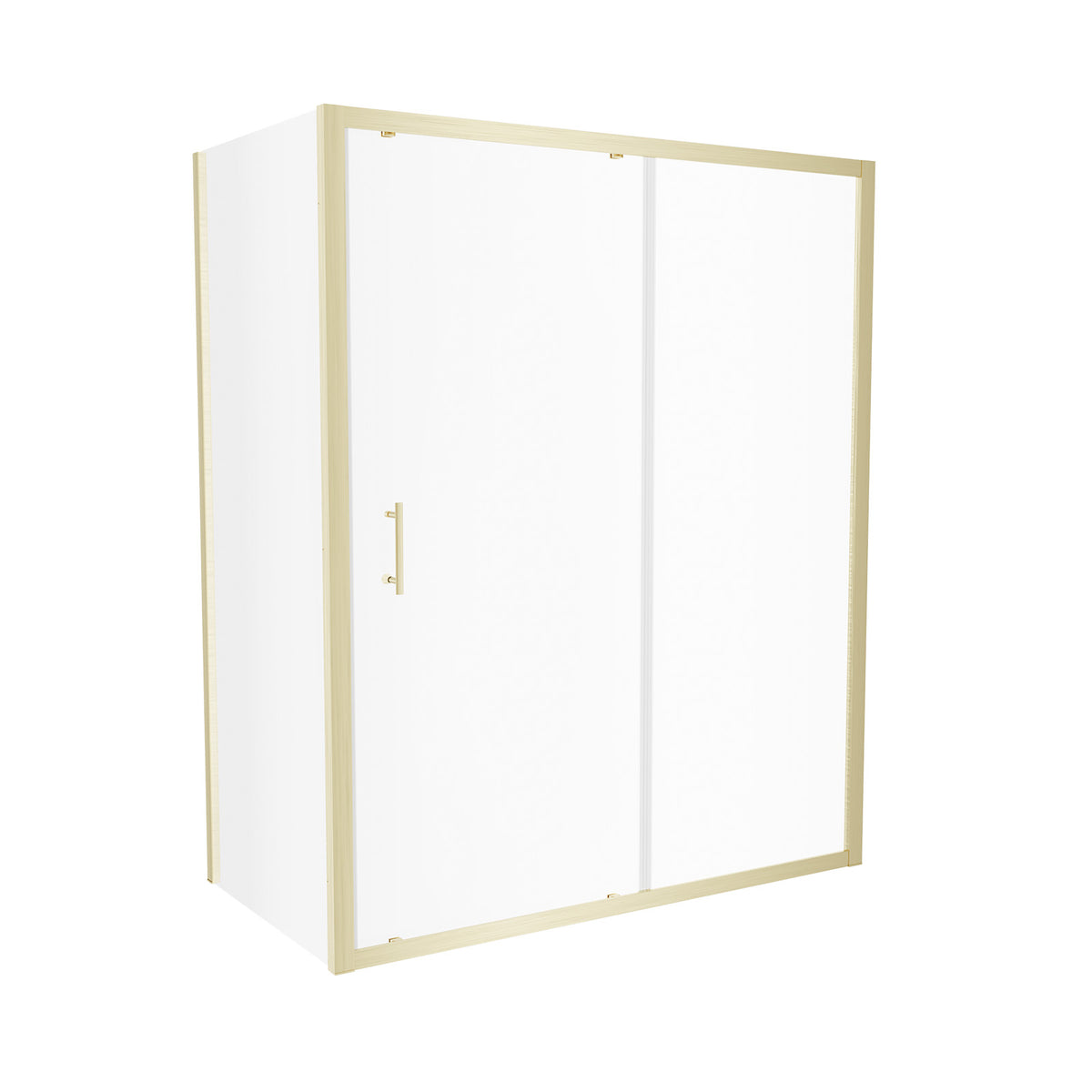 Shower 1300 x 1850mm Slider Door With 700 x 1850mm Side Panel - Brushed Brass