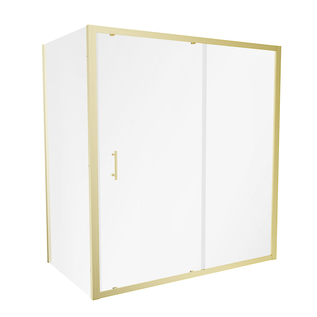 Shower 1600 x 1850mm Slider Door With 1000 x 1850mm Side Panel - Brushed Brass