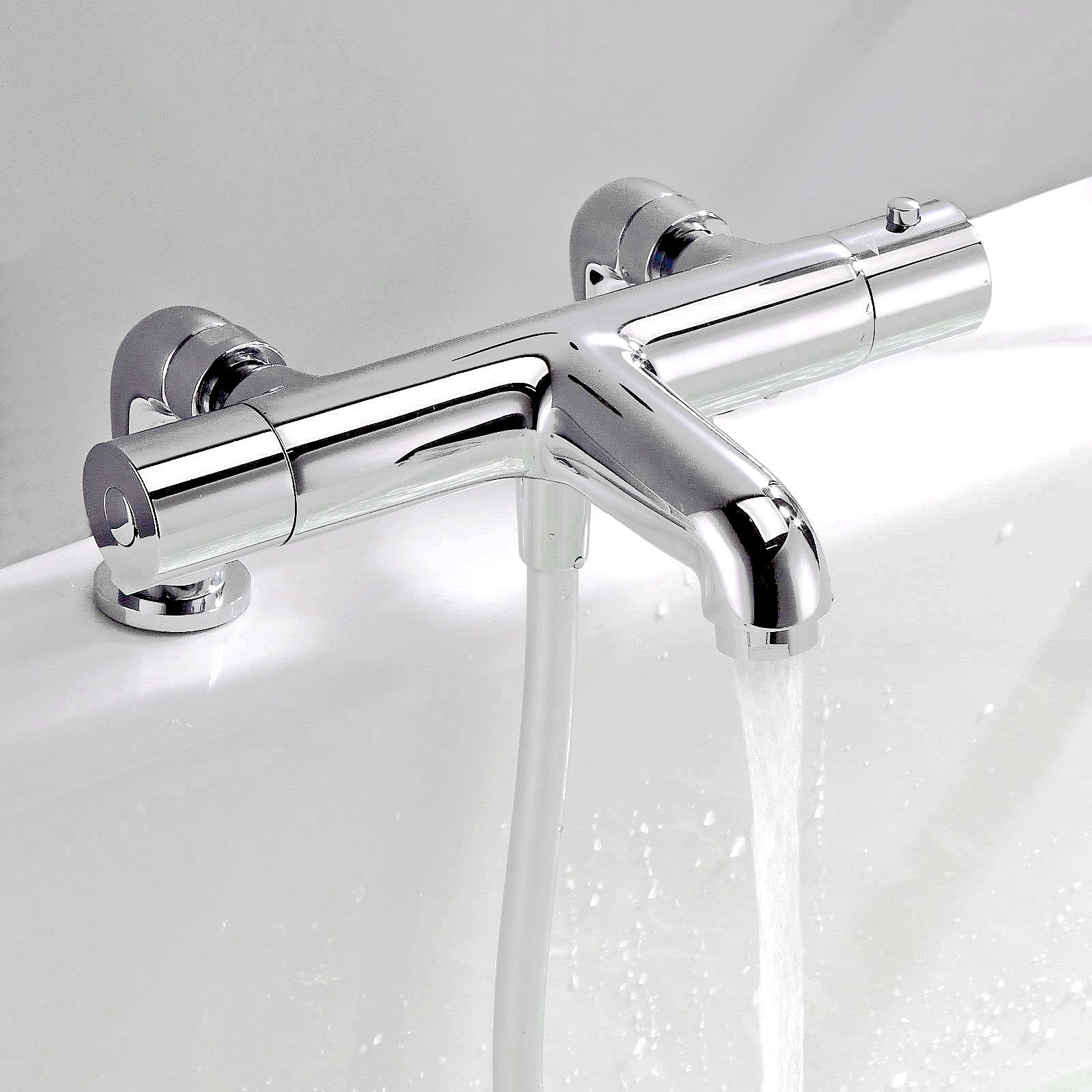 Modern Deck Mounted Thermostatic Chrome Bath Mounted Shower Mixer Tap