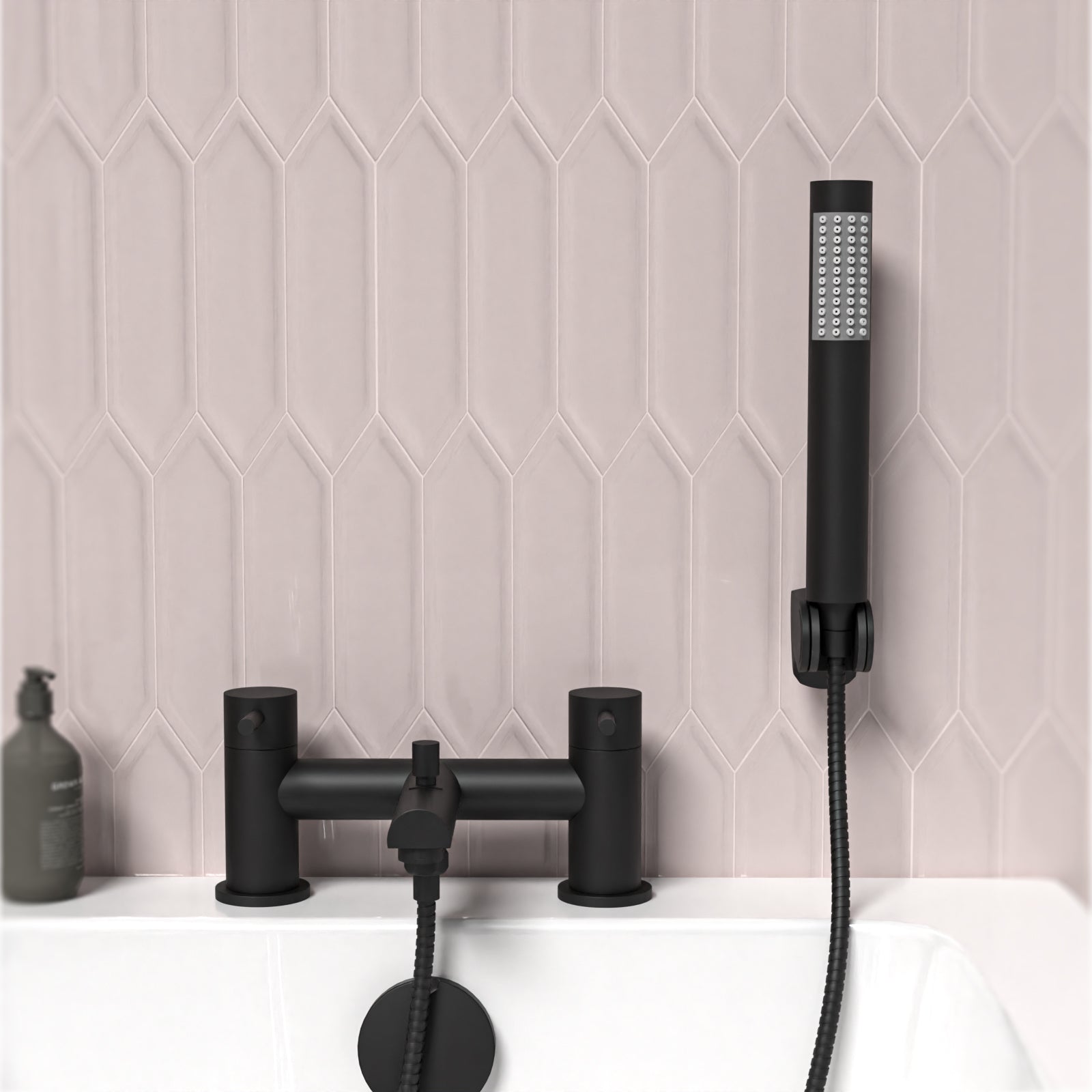 Hatton Shower Mixer Tap With Handheld Shower Kit Matt Black