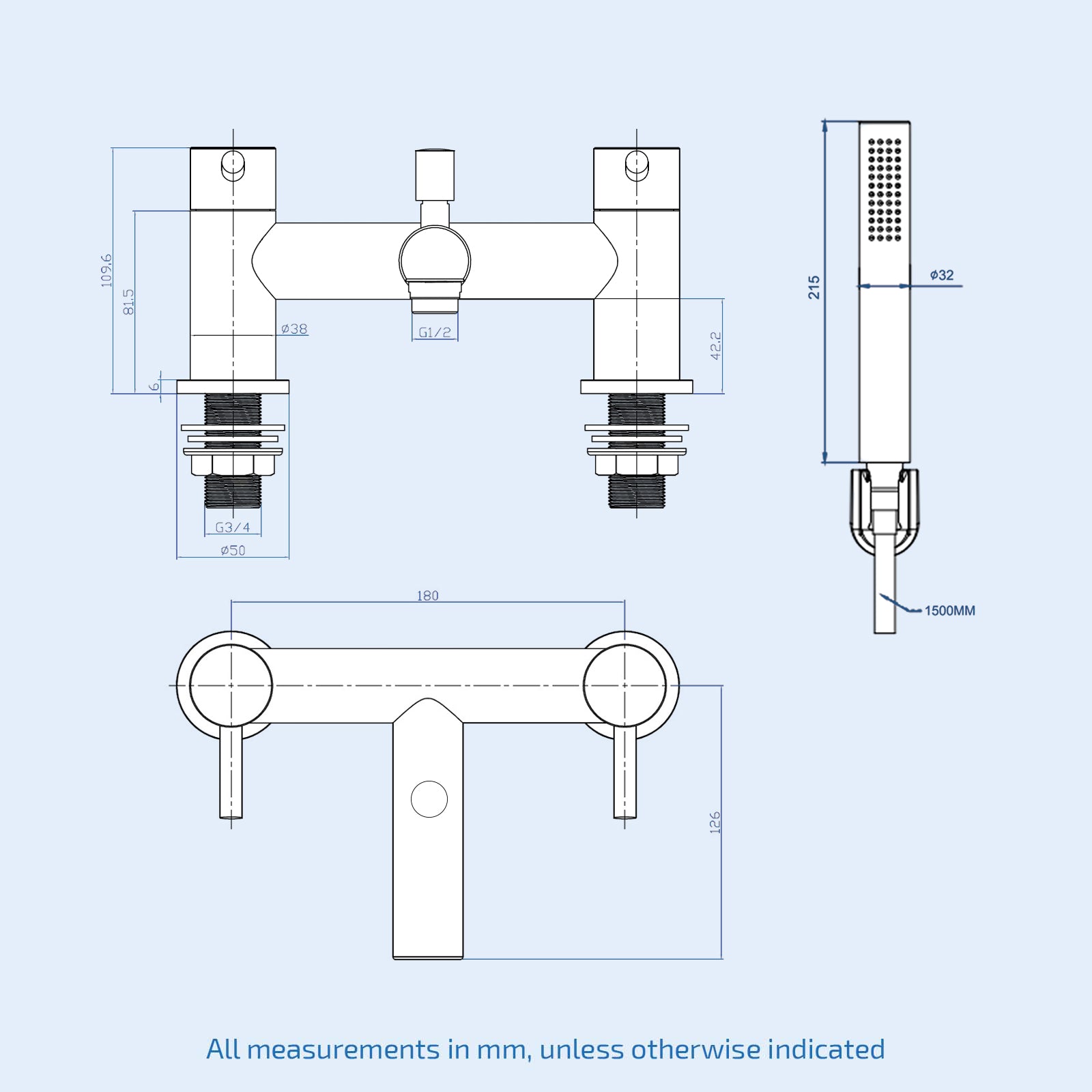 Hatton Shower Mixer Tap, Handheld Shower Kit & Basin Single Lever Mixer Tap