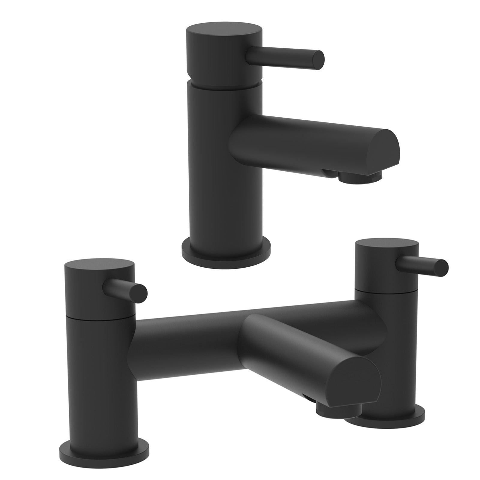 Wyfold Basin Single Lever Mixer Tap & Bath Filler Mixer Tap Matt Black