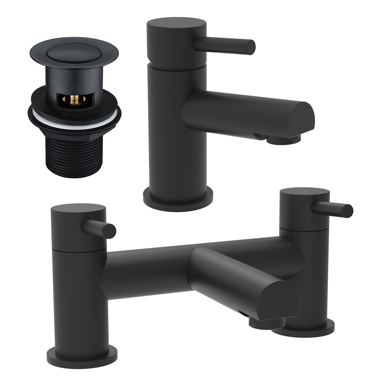 Wyfold Basin Single Lever Mixer Tap, Bath Filler Mixer Tap Matt Black & Waste