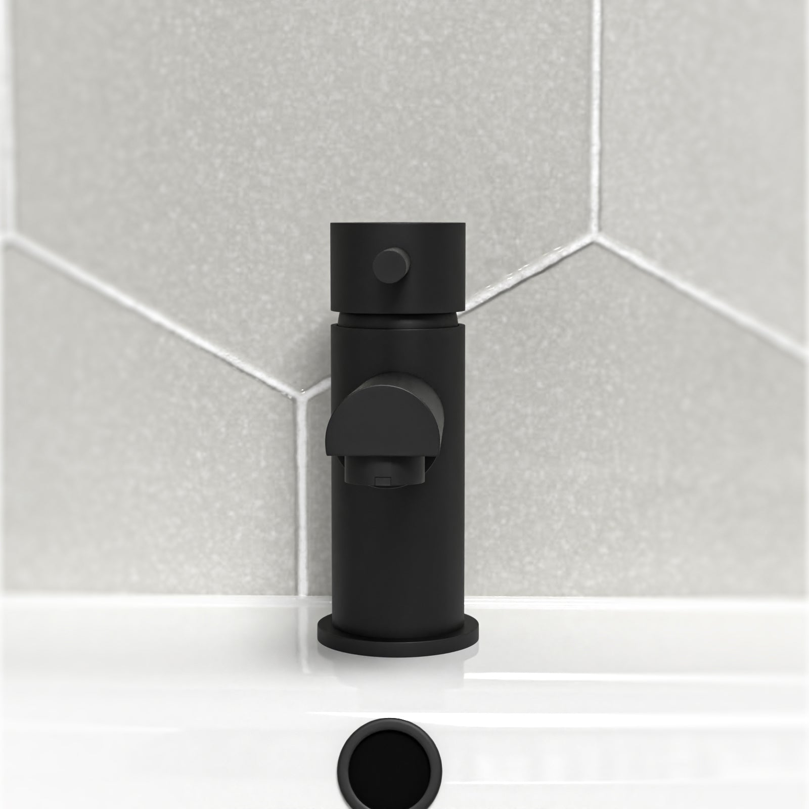 Hatton Bathroom Basin Single Lever Mixer Tap & Waste Matt Black