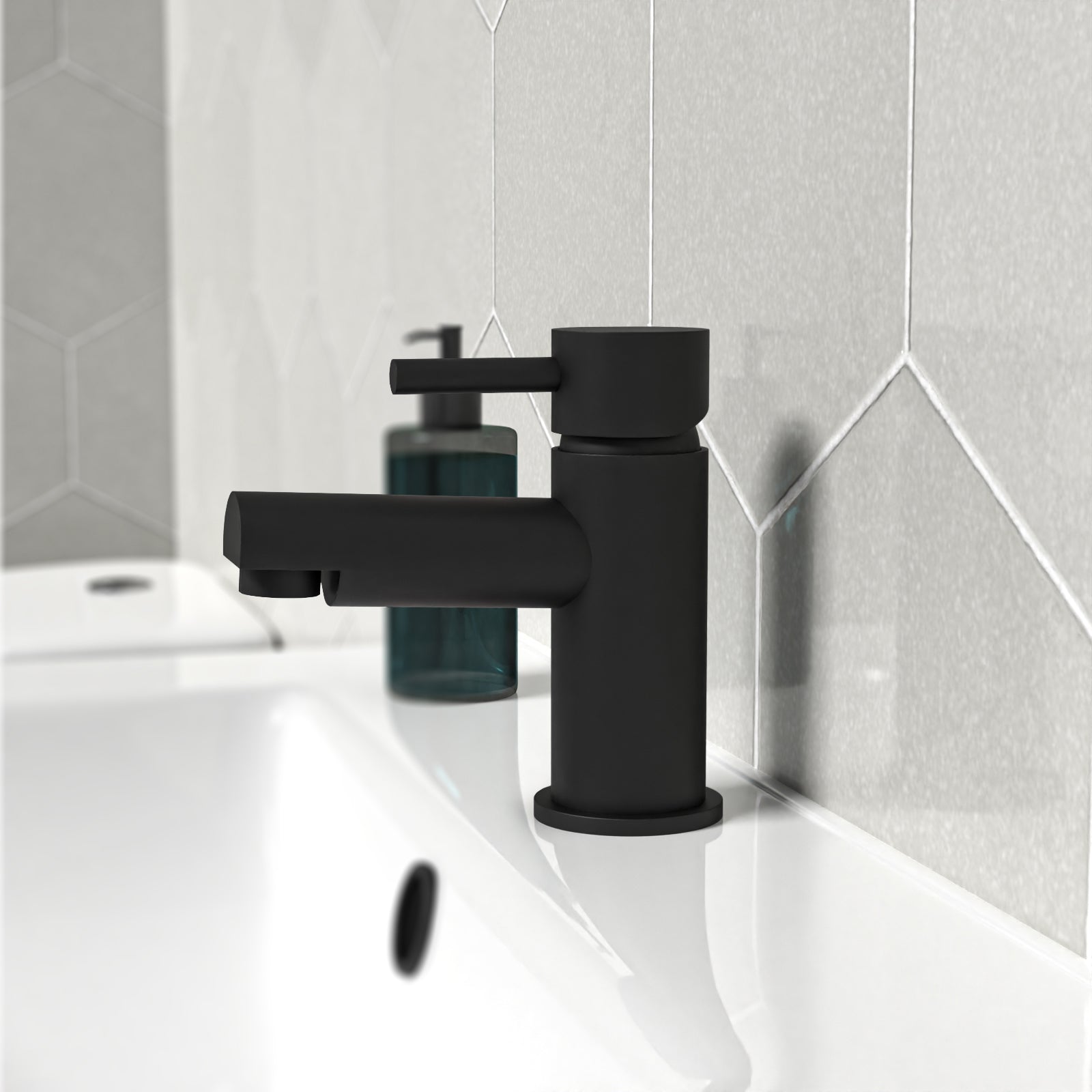 Hatton Bathroom Basin Single Lever Mixer Tap & Waste Matt Black