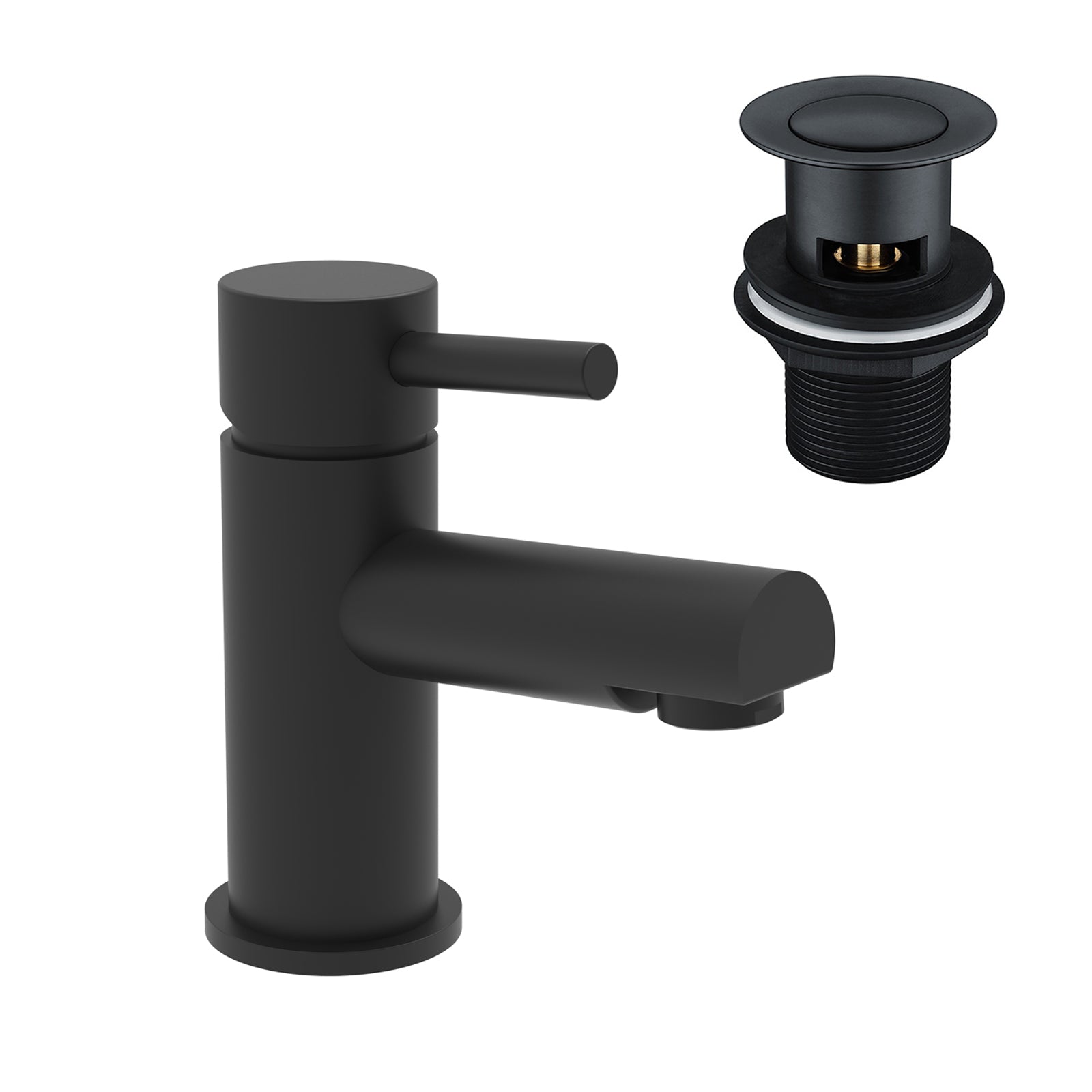 Hatton Bathroom Basin Single Lever Mixer Tap & Waste Matt Black