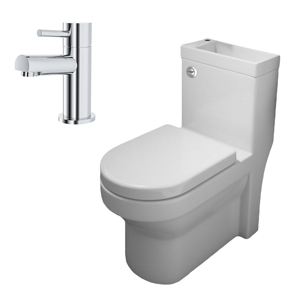 2 In 1 Compact Close Coupled Toilet and Basin Combo with Mono Mixer Tap