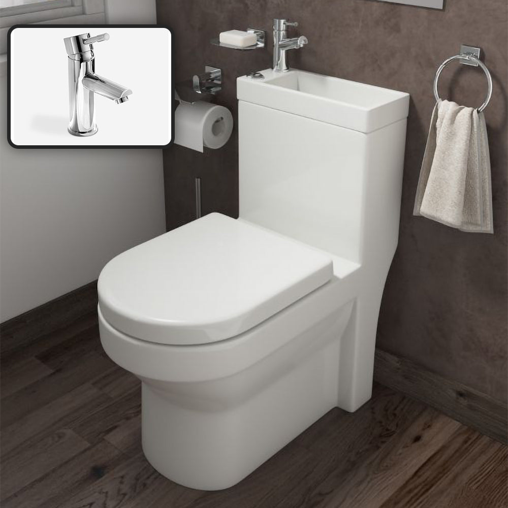 2 In 1 Compact Close Coupled Toilet and Basin Combo with Mono Mixer Tap