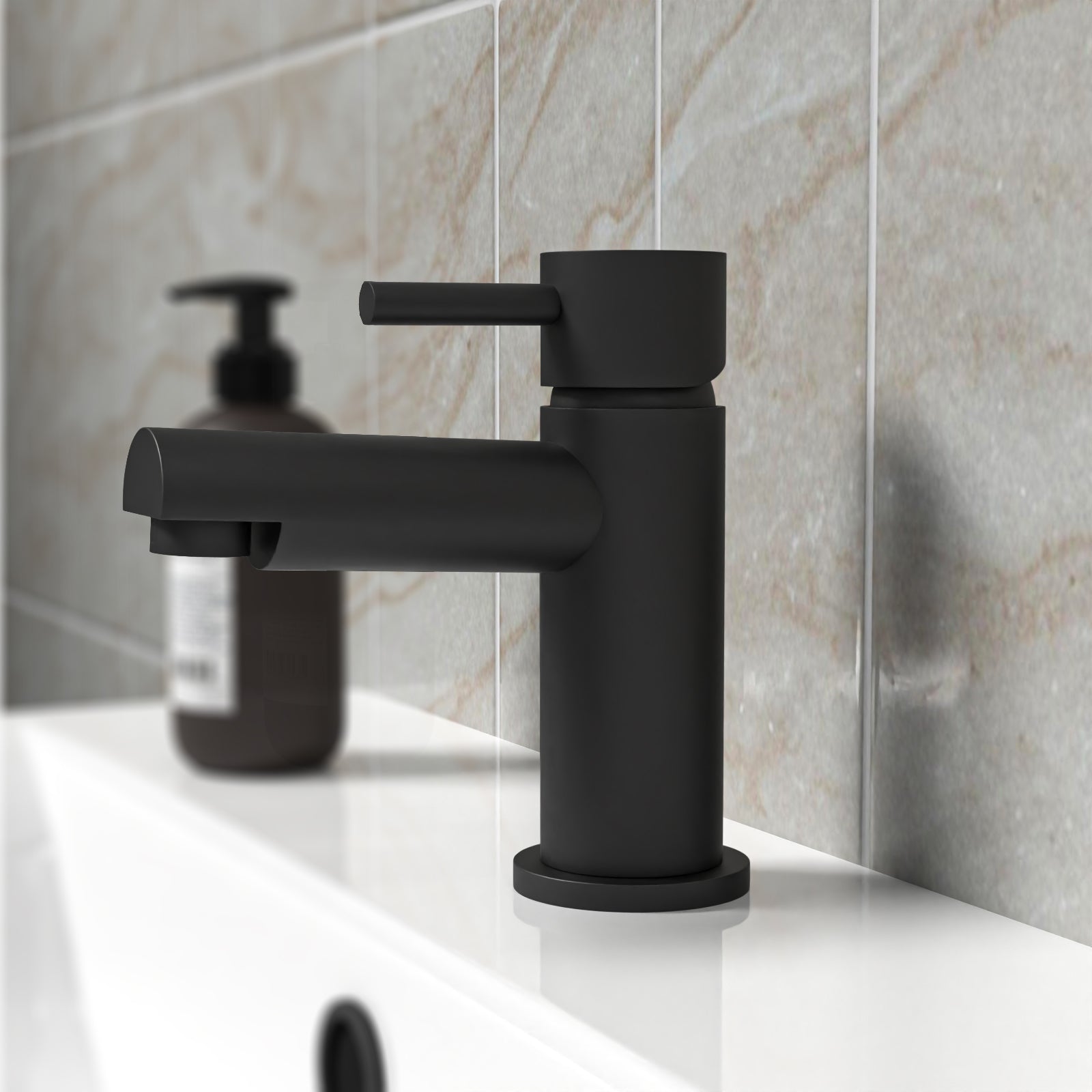 Edbury Bathroom Basin Mono Mixer Tap Matt Black