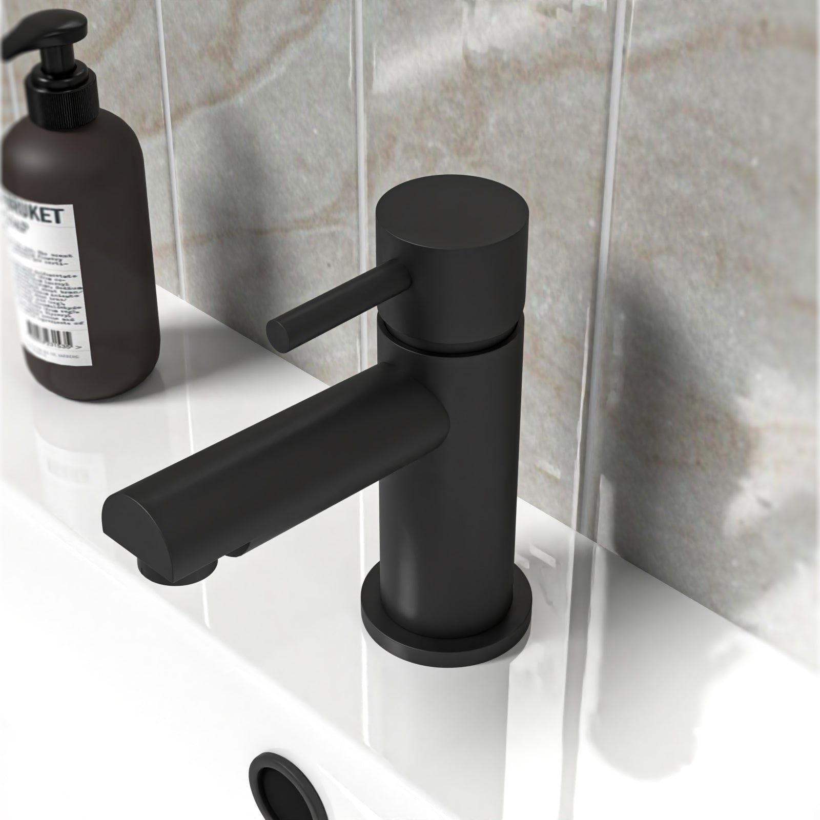 Edbury Bathroom Basin Mono Mixer Tap & Waste Matt Black