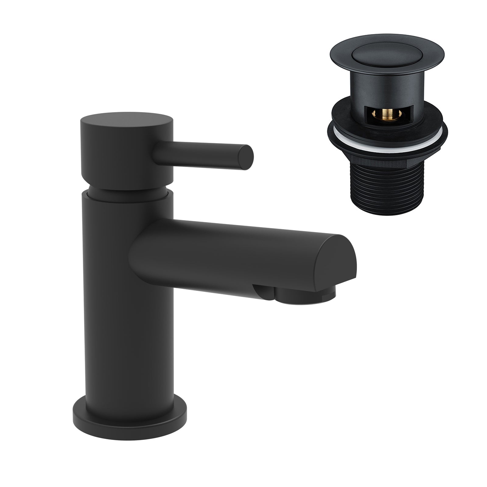 Edbury Bathroom Basin Mono Mixer Tap & Waste Matt Black