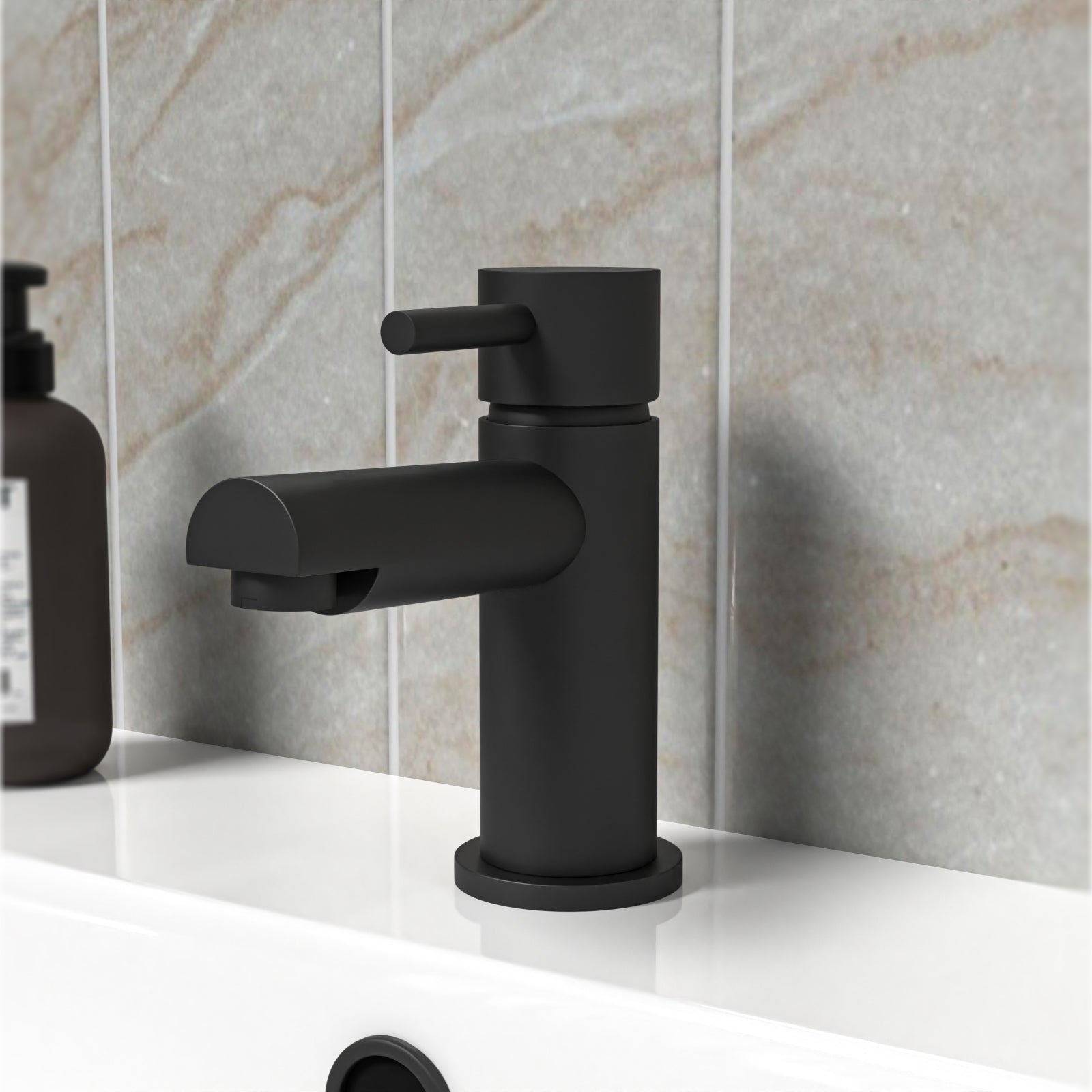 Edbury Bathroom Basin Mono Mixer Tap & Waste Matt Black