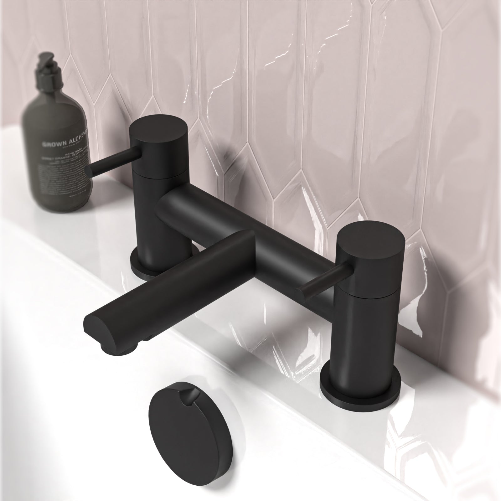 Finwood Bath Filler Mixer Tap Solid Brass Deck Mounted Matt Black