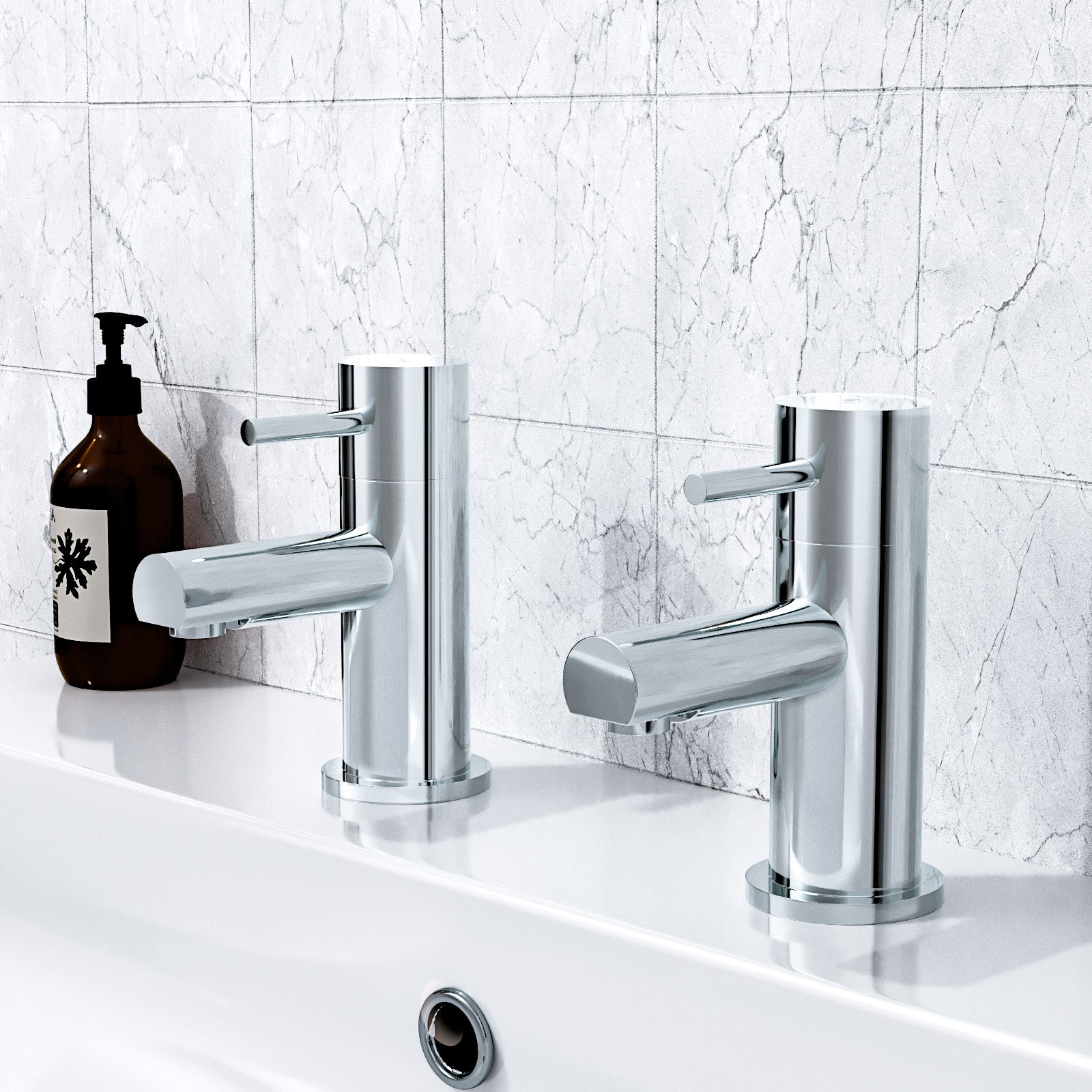 Marc Cloakroom Chrome Single Pair Of Hot And Cold Basin Sink Taps