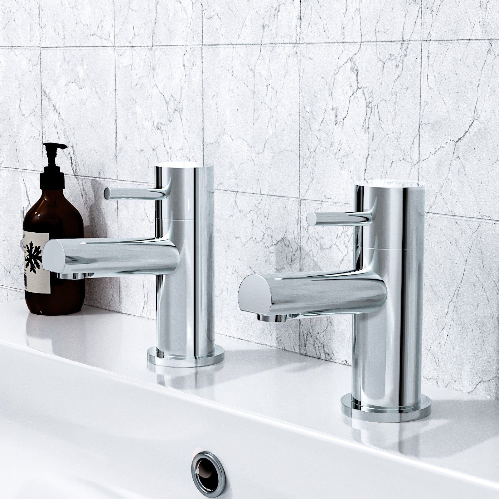 Marc Modern Set of Two Basin Taps & Deck Mounted Bath Filler Tap