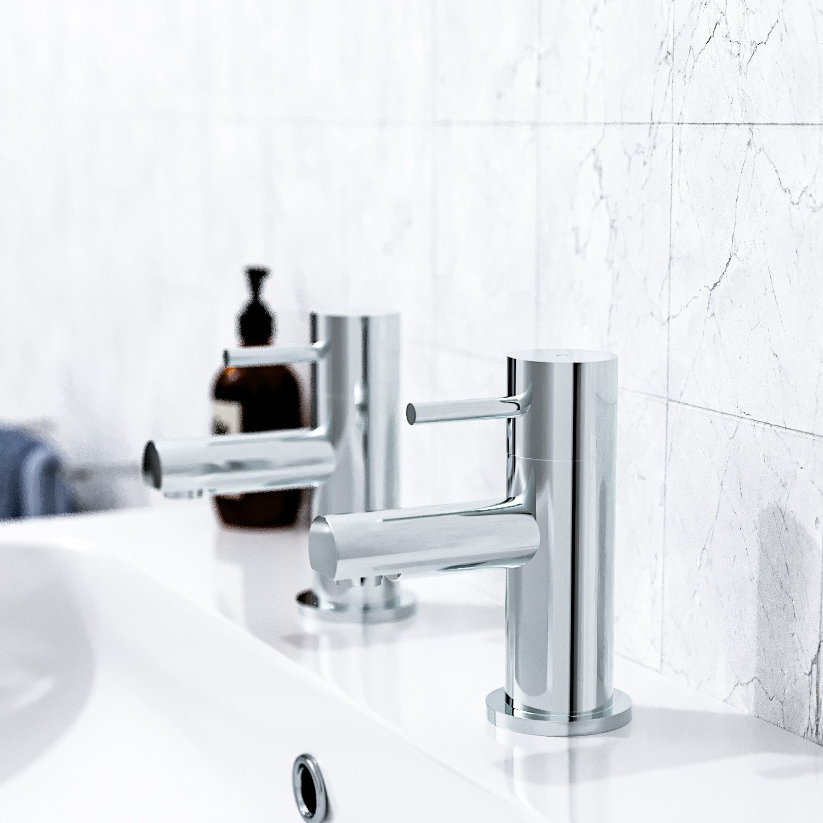 Marc Cloakroom Chrome Single Pair Of Hot And Cold Basin Sink Taps