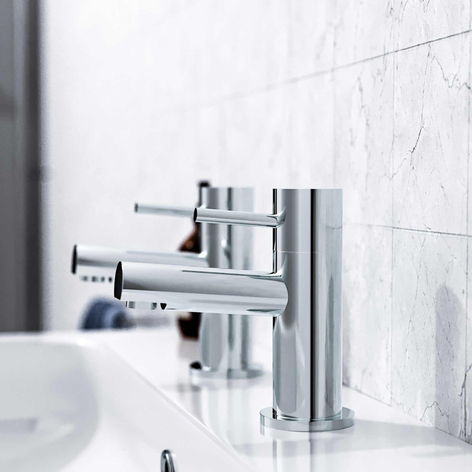 Marc Cloakroom Chrome Single Pair Of Hot And Cold Basin Sink Taps