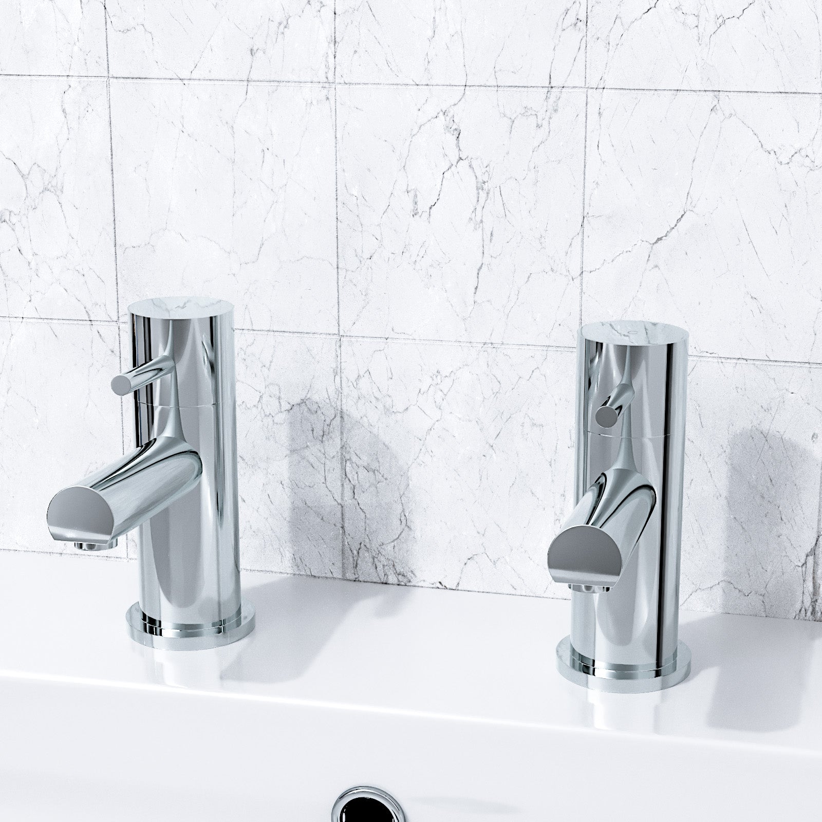 Marc Cloakroom Chrome Single Pair Of Hot And Cold Basin Sink Taps