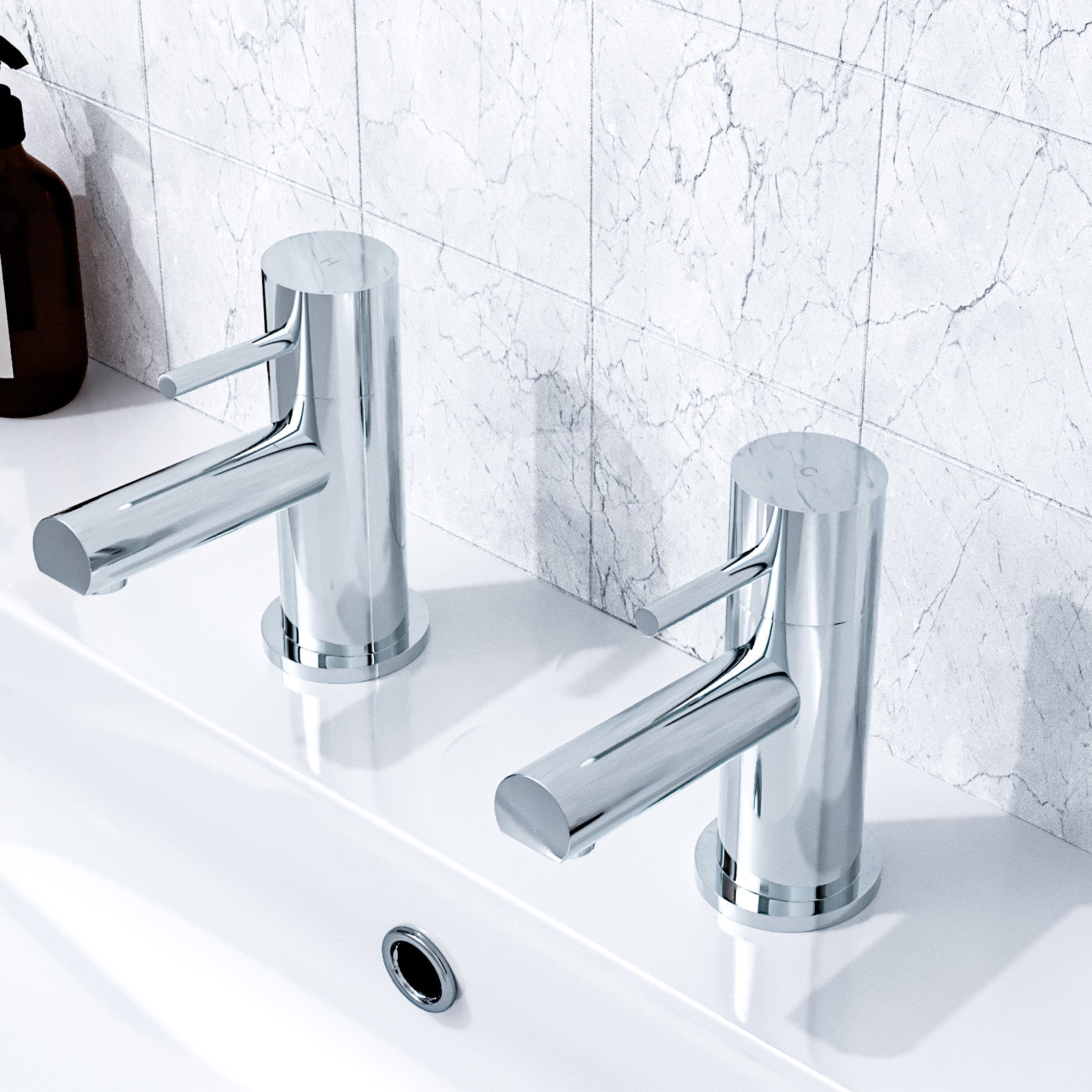 Marc Modern Set of Two Basin Taps & Deck Mounted Bath Filler Tap