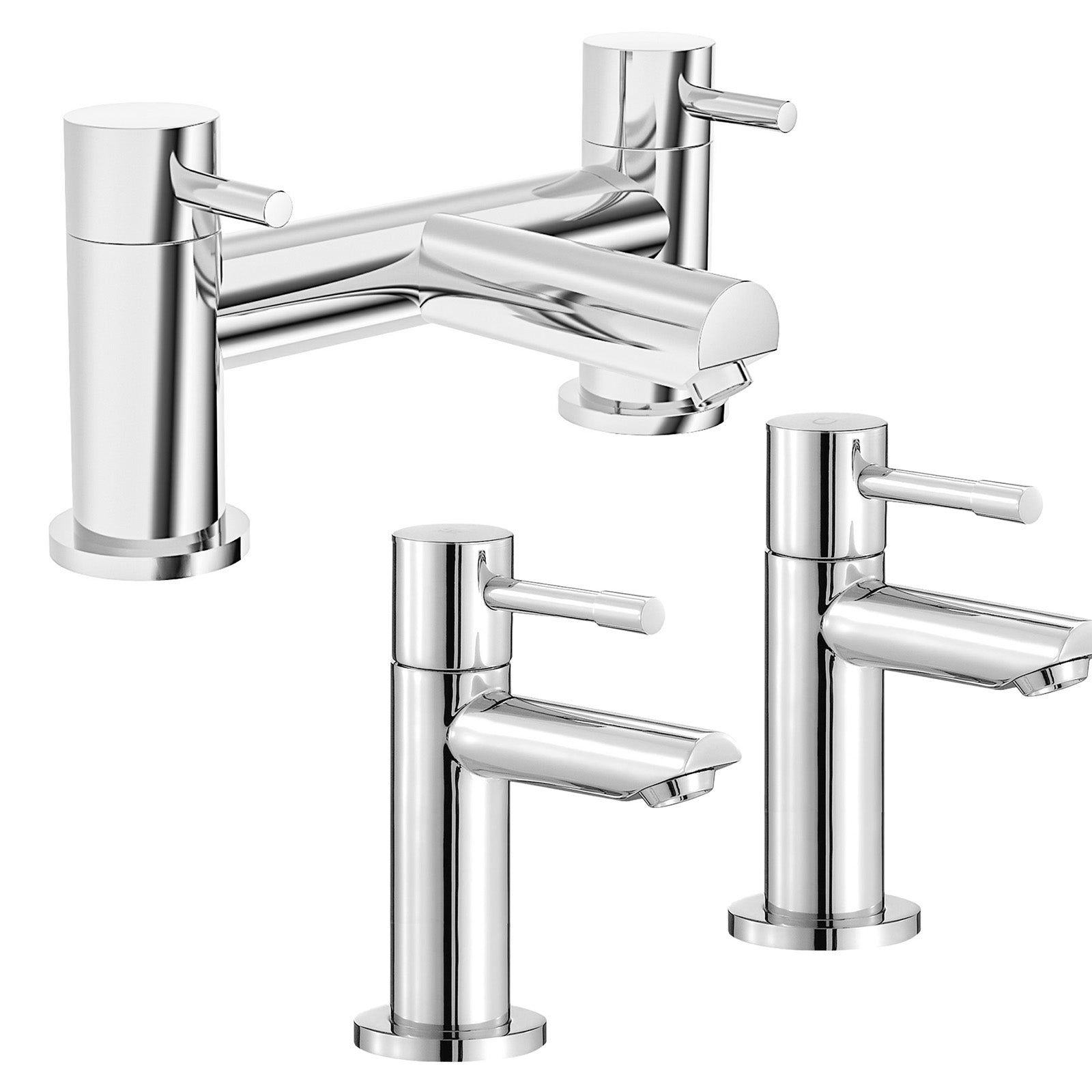 Marc Modern Set of Two Basin Taps & Deck Mounted Bath Filler Tap