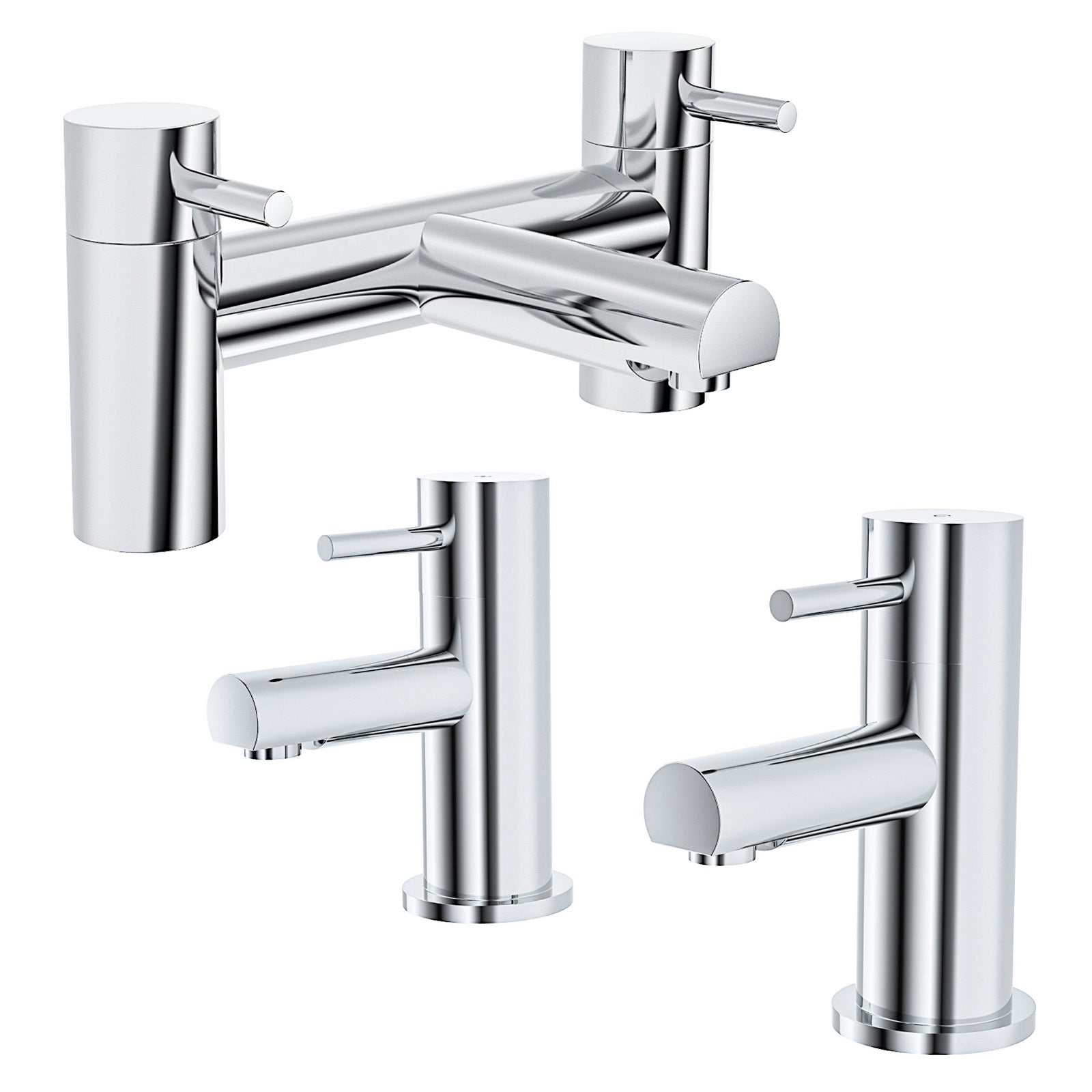 Marc Modern Set of Two Basin Taps & Deck Mounted Bath Filler Tap