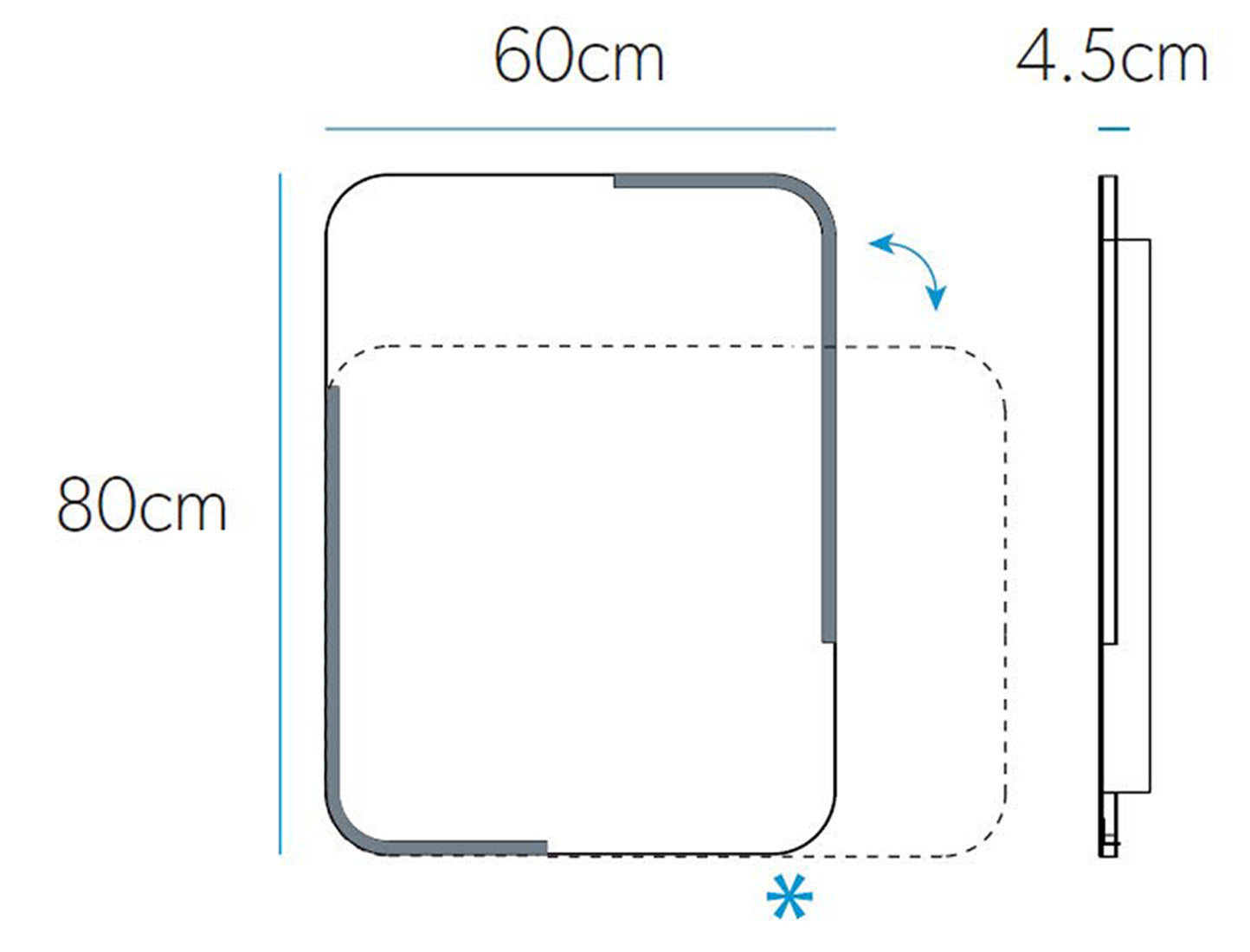 Hib Orb 60 Led Illuminated Mirror Sensor Switch Landscape with IP44