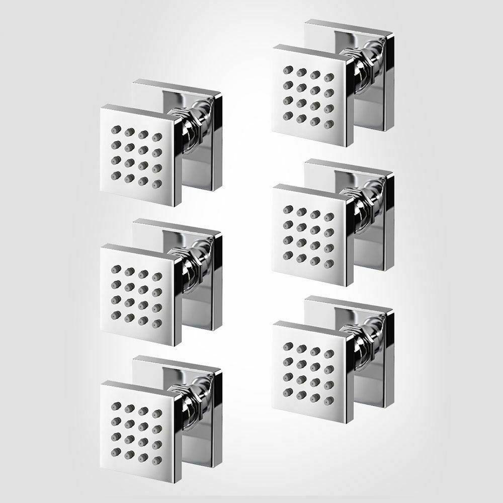 Olive Square 3 Way Concealed Thermostatic Shower Mixer Shower Head Handset & Body Jets Set