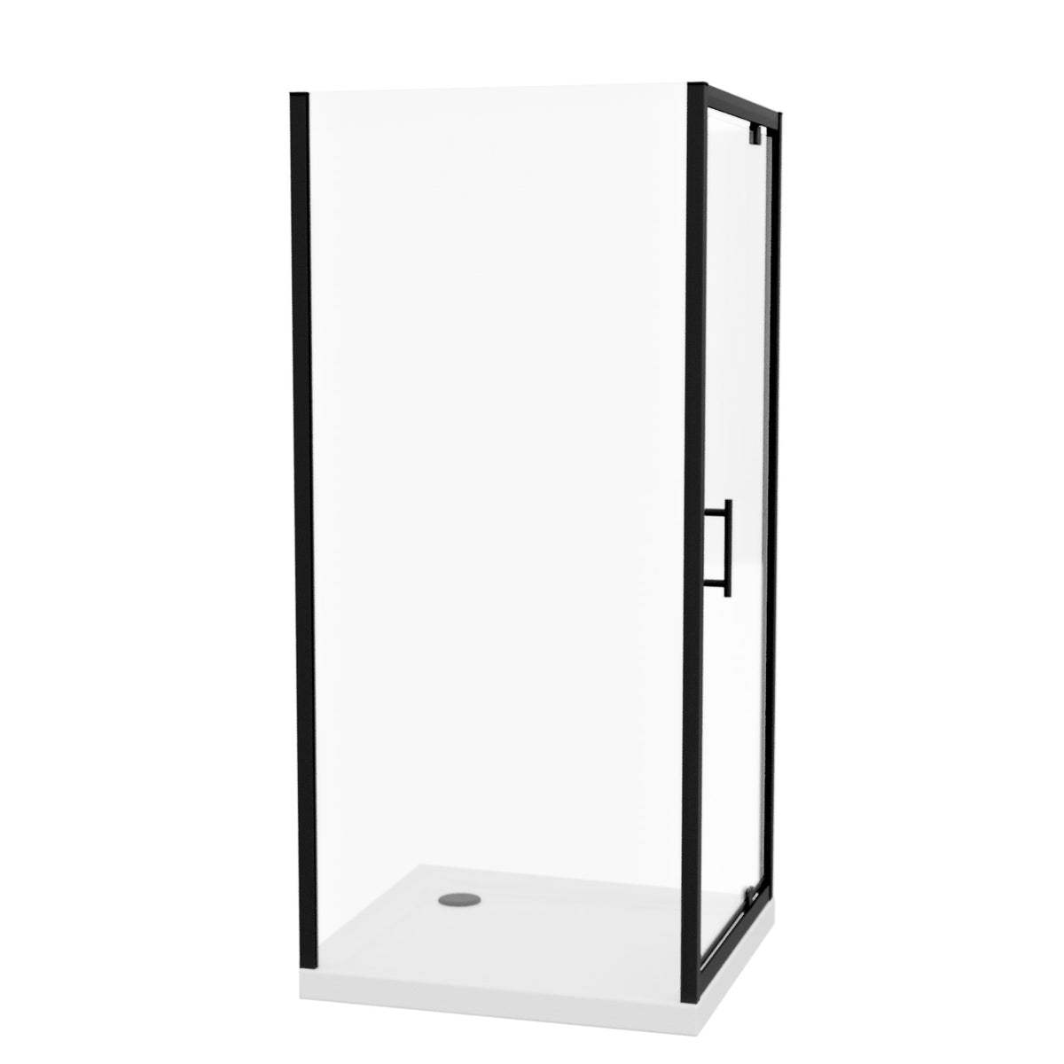 Shower Pivot Door 900mm x 1850mm & 760mm Side Panel with Tray & Waste - Matte Black