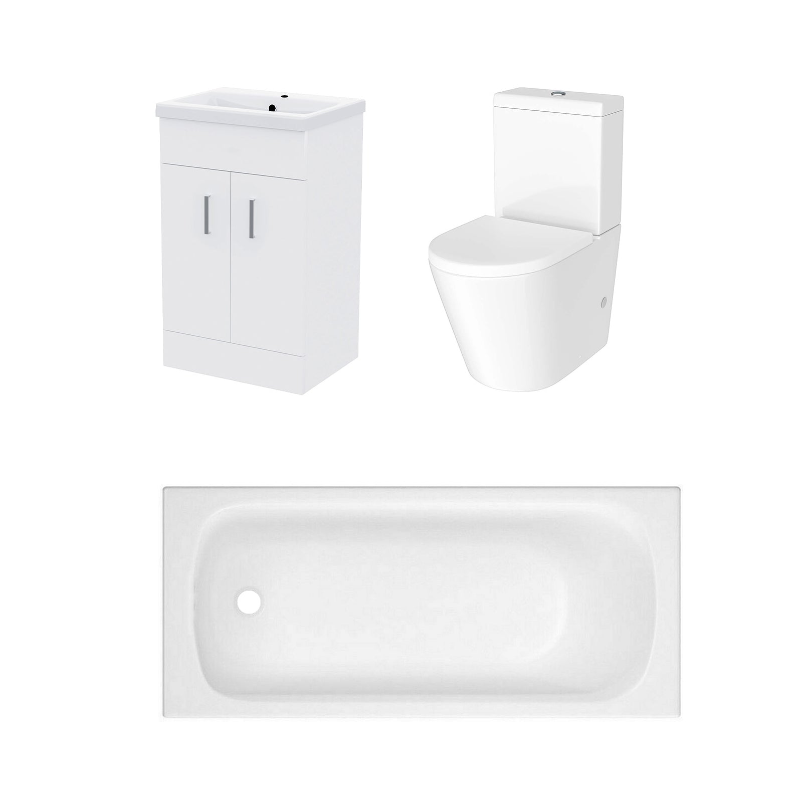 Bathroom Suite 1500mm Round Bathtub With Freestanding Vanity & Close Coupled Toilet