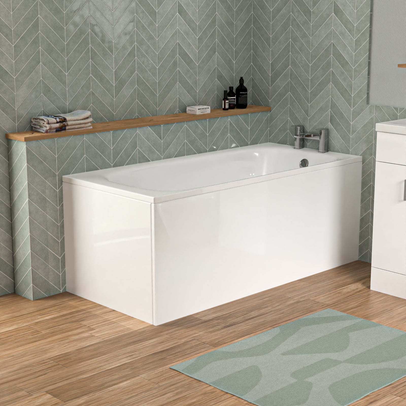 Bathroom Suite 1600mm Round Bathtub With Freestanding Vanity & Close Coupled Toilet