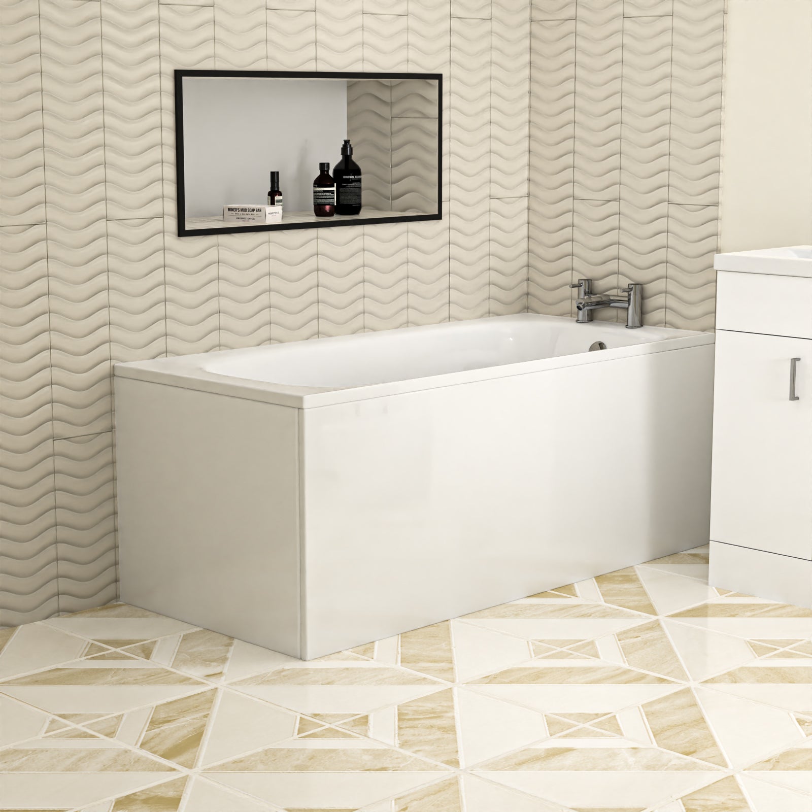 Bathroom Suite 600mm Freestanding Vanity With Toilet and 1600mm Bathtub
