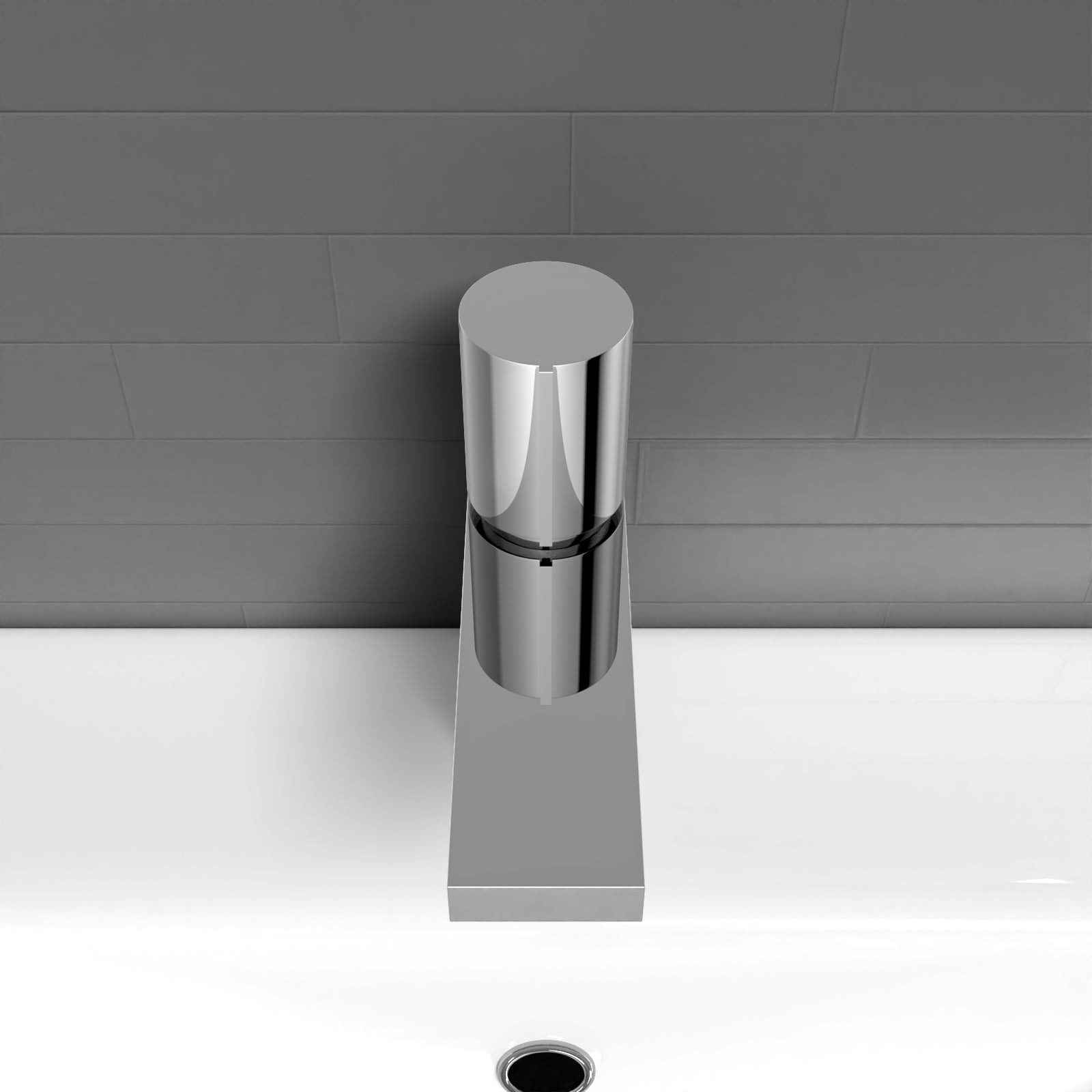 Chrome Handleless Futuristic Basin Mixer Tap Deck Mounted Brass Core