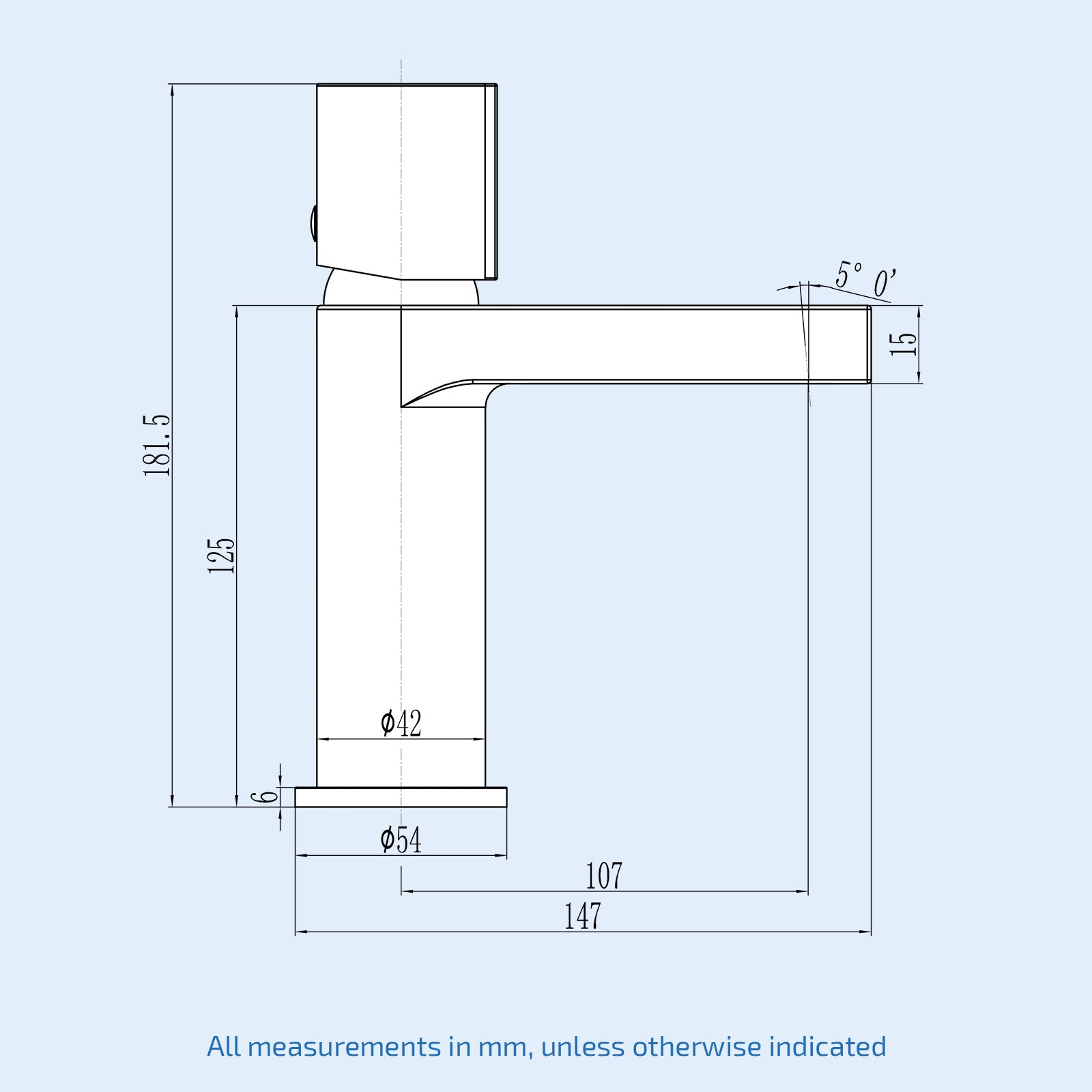 Chrome Handleless Futuristic Basin Mixer Tap Deck Mounted Brass Core