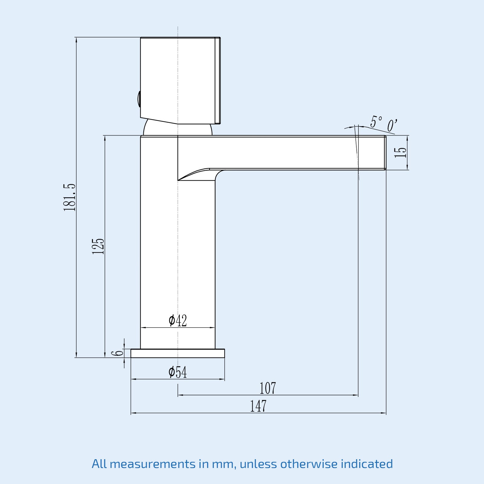 Chrome Handleless Arte Futuristic Basin Mixer Tap Deck Mounted Brass Core