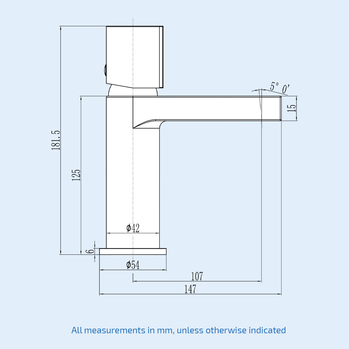 Matt Black Handleless Arte Futuristic Basin Mixer Tap Deck Mounted Brass Core