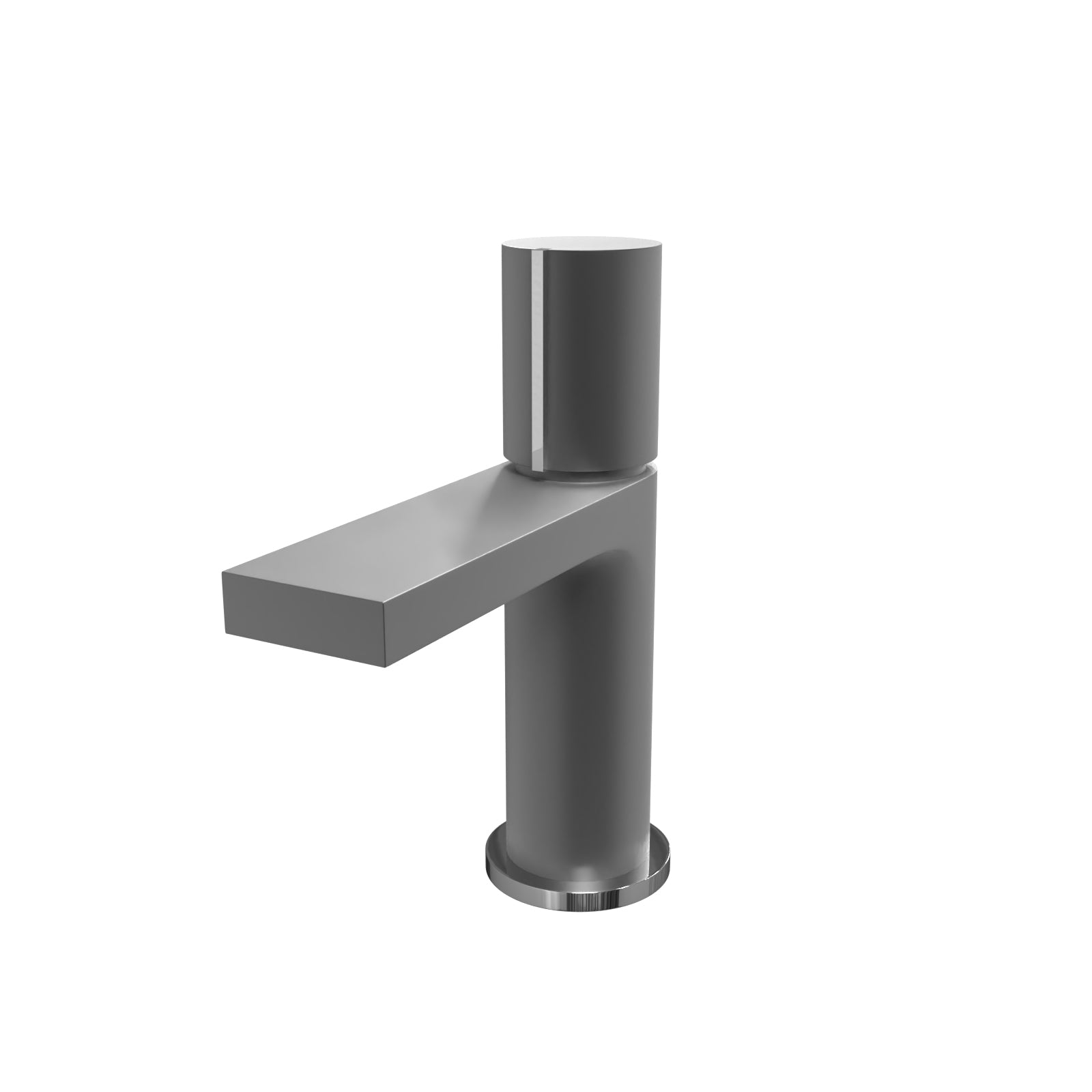 Matt Grey Futuristic Basin Mixer Tap Deck Mounted Brass Core