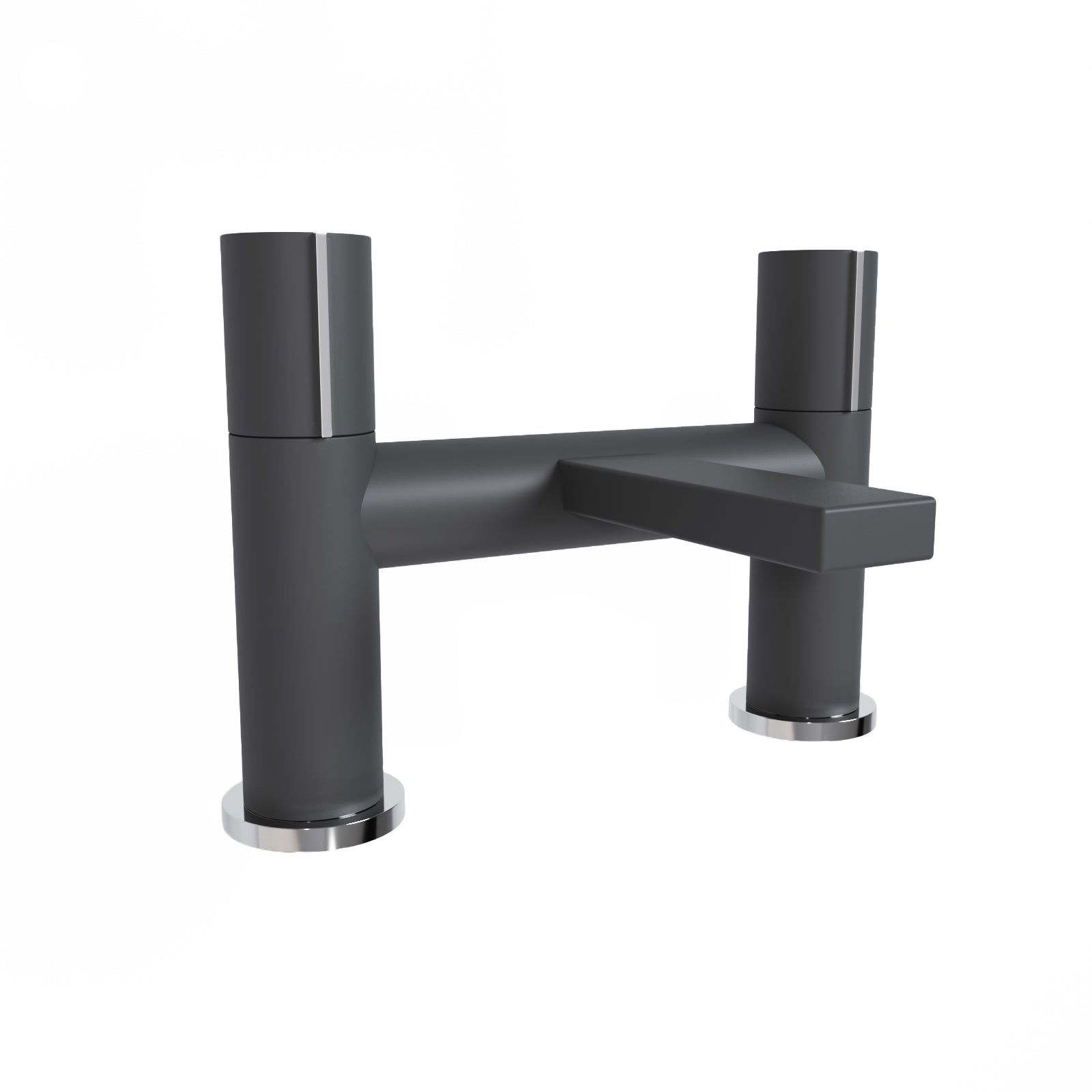 Matte Grey Arte Handleless Futuristic Bath Filler Tap Deck Mounted Brass