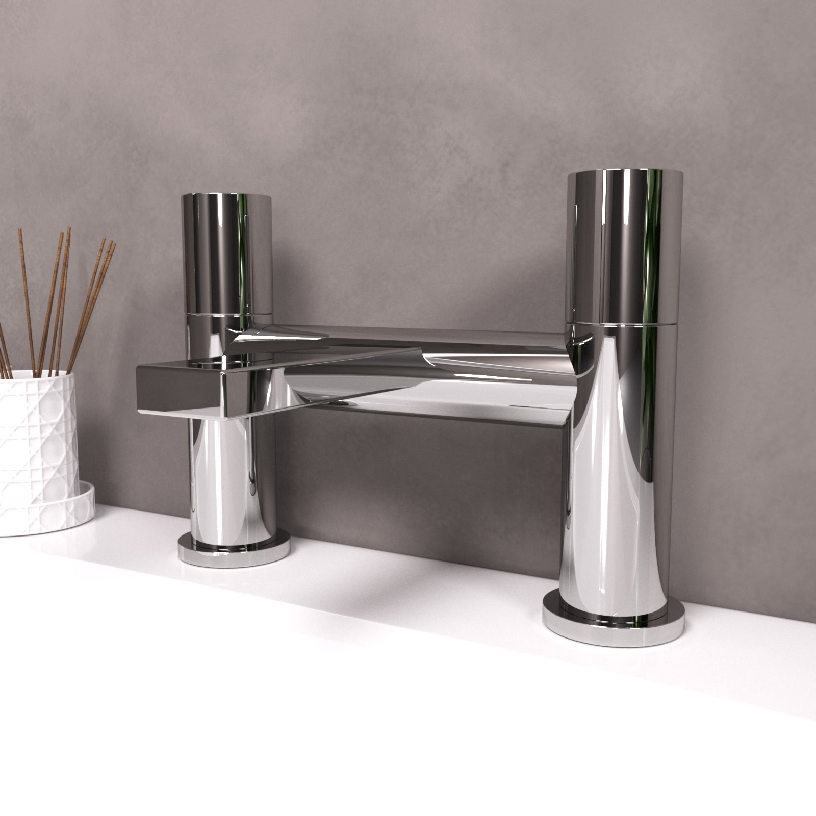 Arte Handleless Futuristic Polished Chrome Bath Filler Tap Deck Mounted Brass