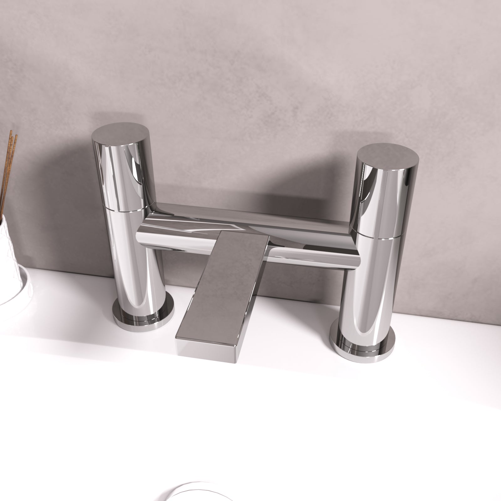 Arte Handleless Futuristic Polished Chrome Bath Filler Tap Deck Mounted Brass