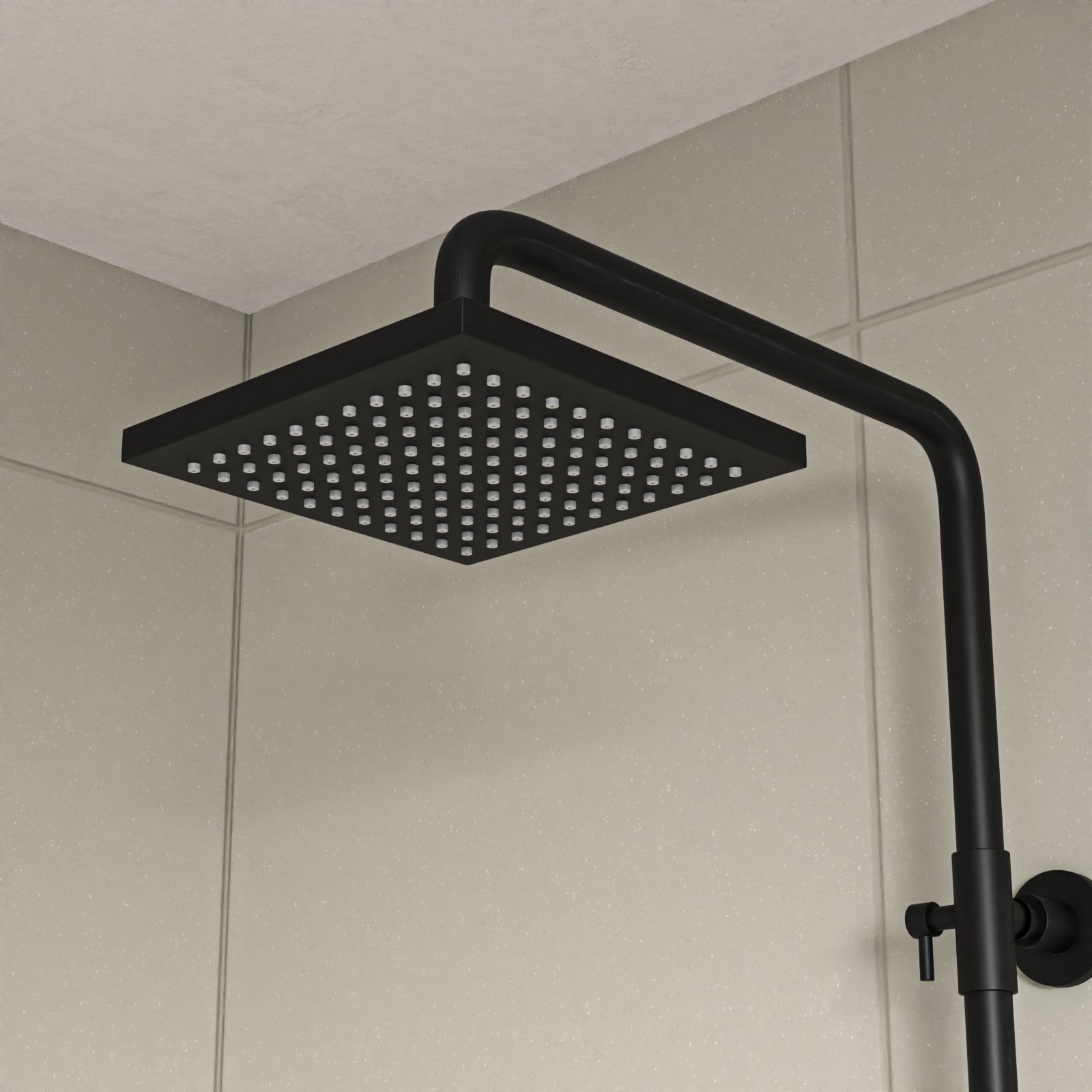 Square Exposed Shower With Handset & Thermostatic Bar Valve - Matte Black